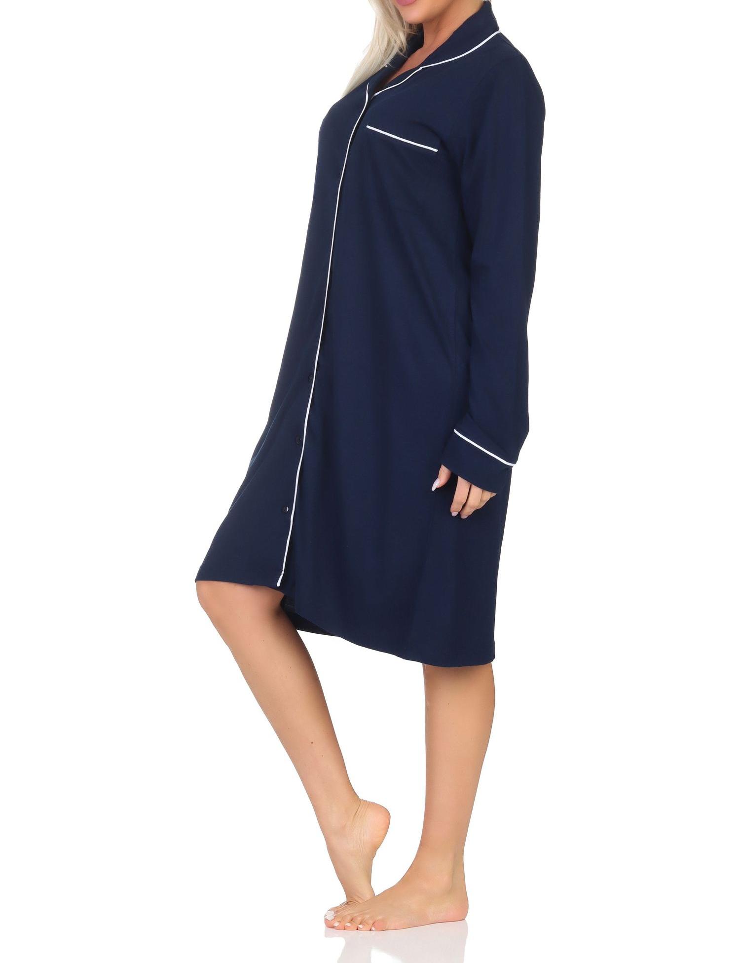 Normann Damen langarm Nachthemd zum durchknöpfen in Tupfenoptik – auch in Übergröße