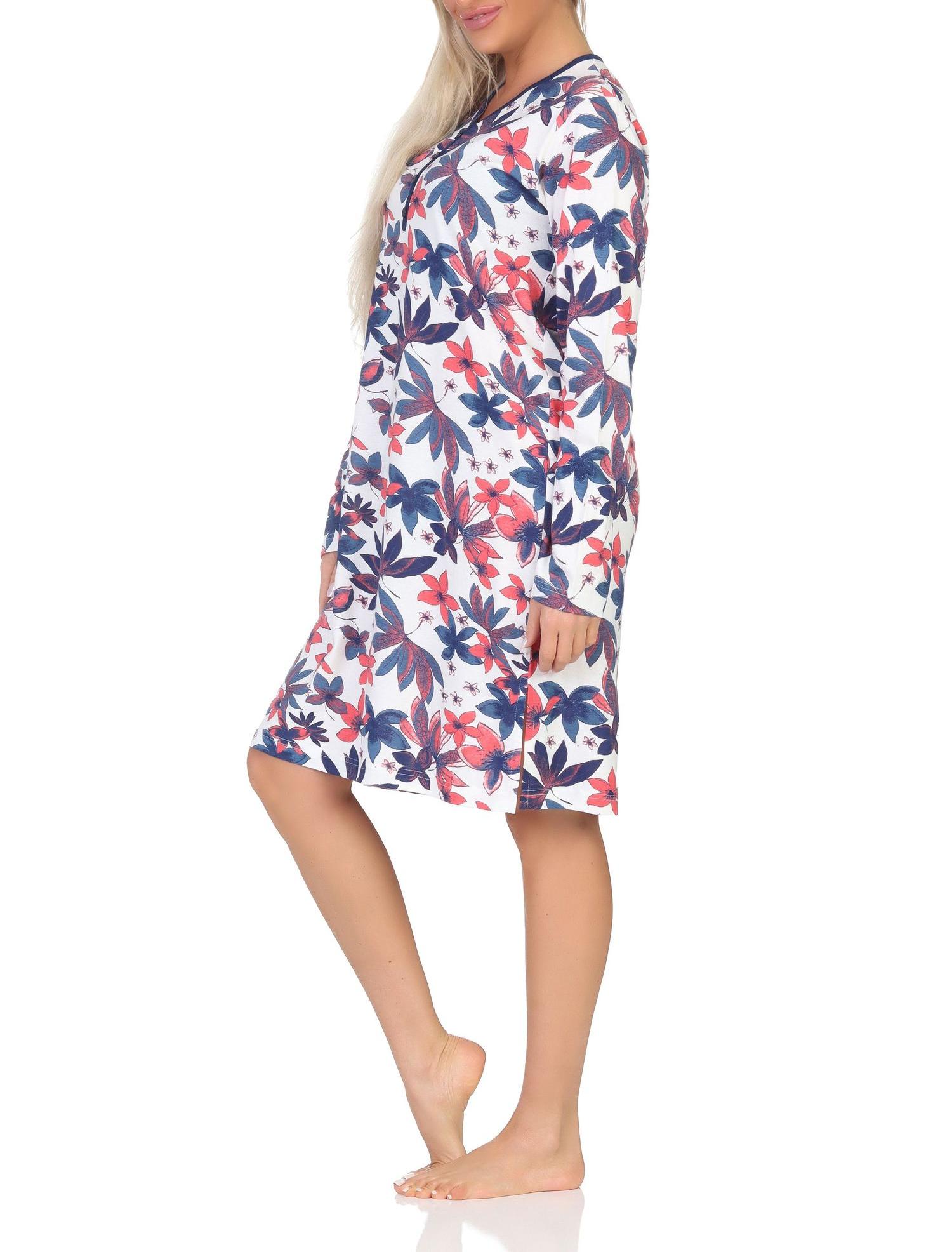 Normann Damen Nachthemd langarm Sleepshirt in floralem Design - auch in Übergrössen