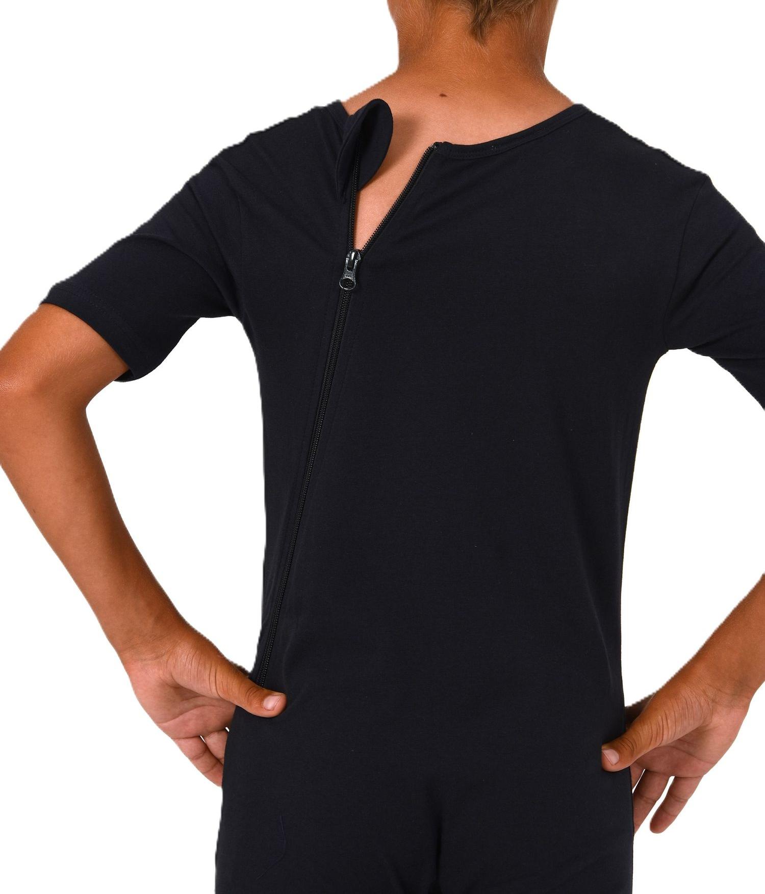 Kinder Pflegebody kurzarm - UNISEX - mit diagonalem Reißverschluss am Rücken