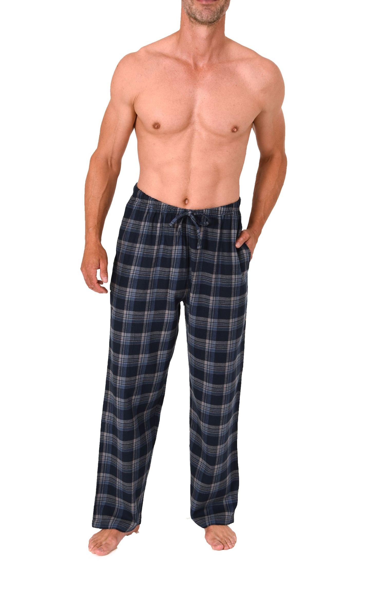 Normann Herren Flanell Schlafanzug Pyjama Hose in eleganter Karo Optik – auch in Übergröße
