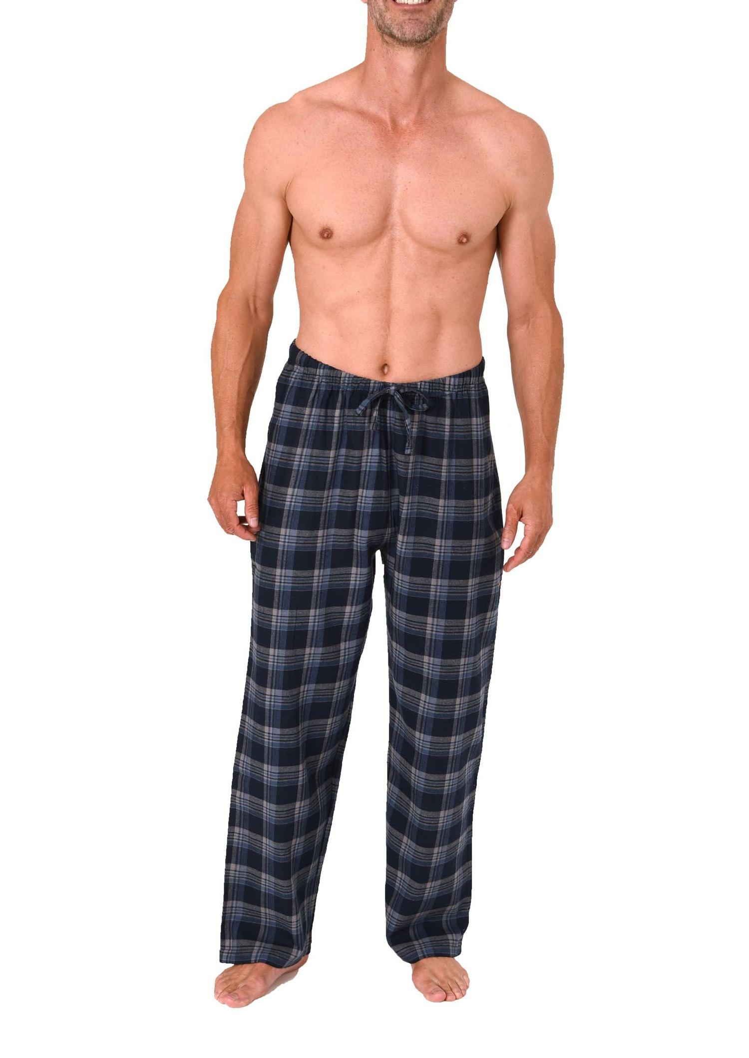 Normann Herren Flanell Schlafanzug Pyjama Hose in eleganter Karo Optik – auch in Übergröße