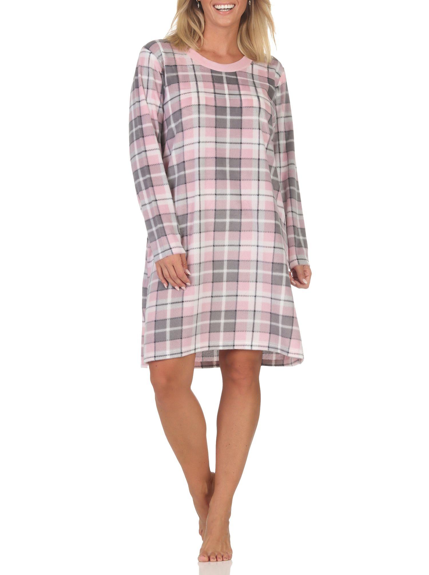 Normann Damen Fleece langarm Nachthemd Sleepshirt in edler Optik Normann Damen Fleece langarm Nachthemd Sleepshirt in edler Optik