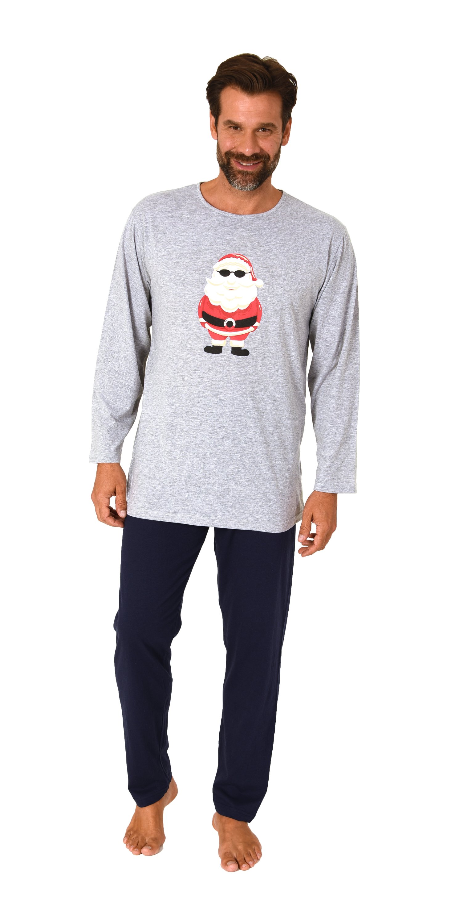 Normann Herren langarm Weihnachts Schlafanzug Pyjama mit lustigen Nikolaus Motiv Normann Herren langarm Weihnachts Schlafanzug Pyjama mit lustigen Nikolaus Motiv