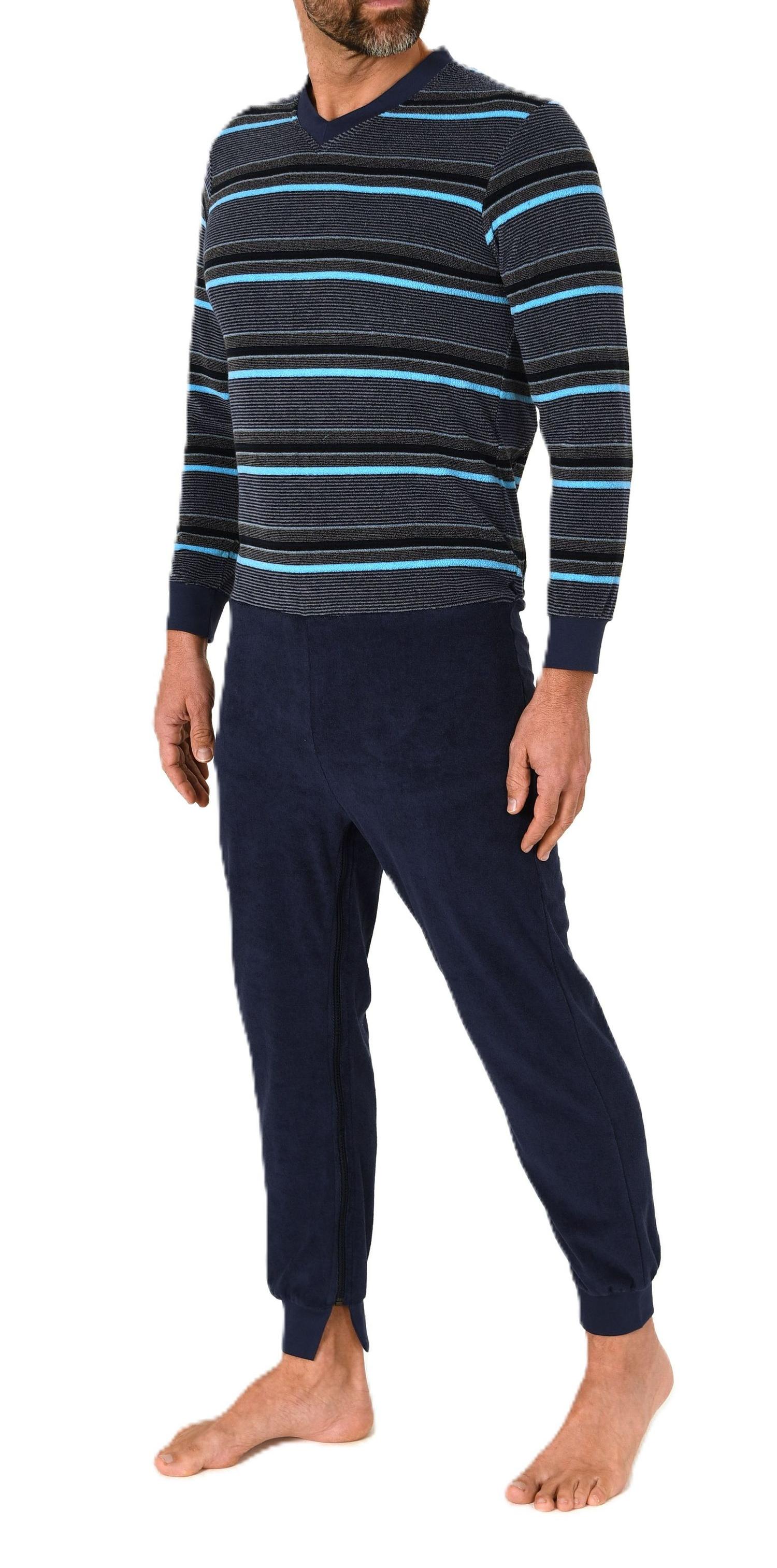 Herren Frottee Pflegeoverall Einteiler Schlafanzug mit Reissverschluss am Rücken und Bein Herren Frottee Pflegeoverall Einteiler Schlafanzug mit Reissverschluss am Rücken und Bein