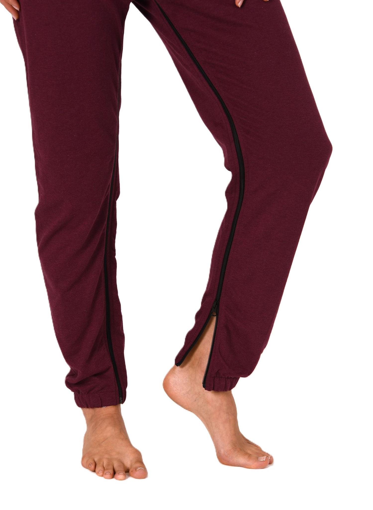 Damen Pflegeoverall langarm Einteiler Schlafanzug mit Reissverschluss Vorne und am Bein