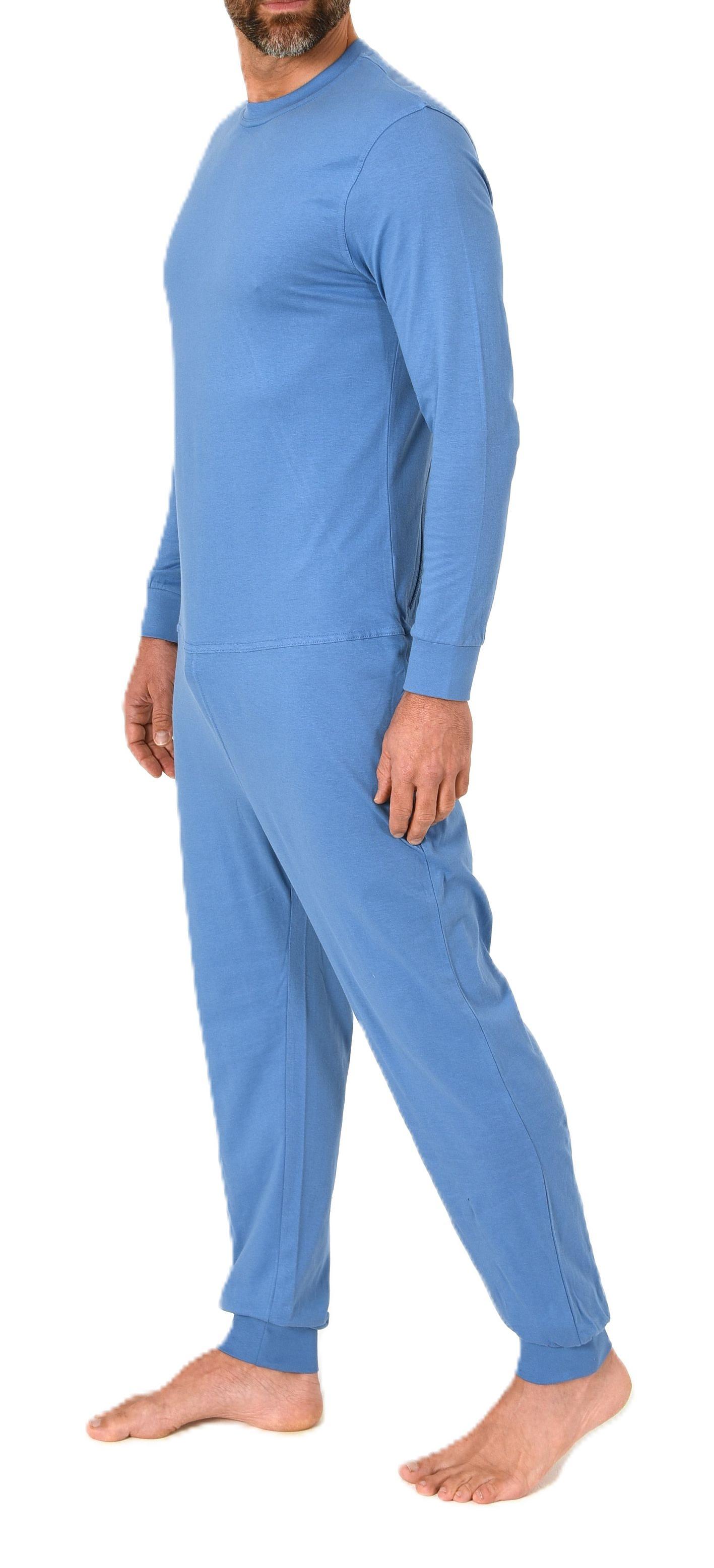 Herren Pflegeoverall langarm Einteiler Schlafanzug mit Reißverschluss am Rücken Herren Pflegeoverall langarm Einteiler Schlafanzug mit Reißverschluss am Rücken