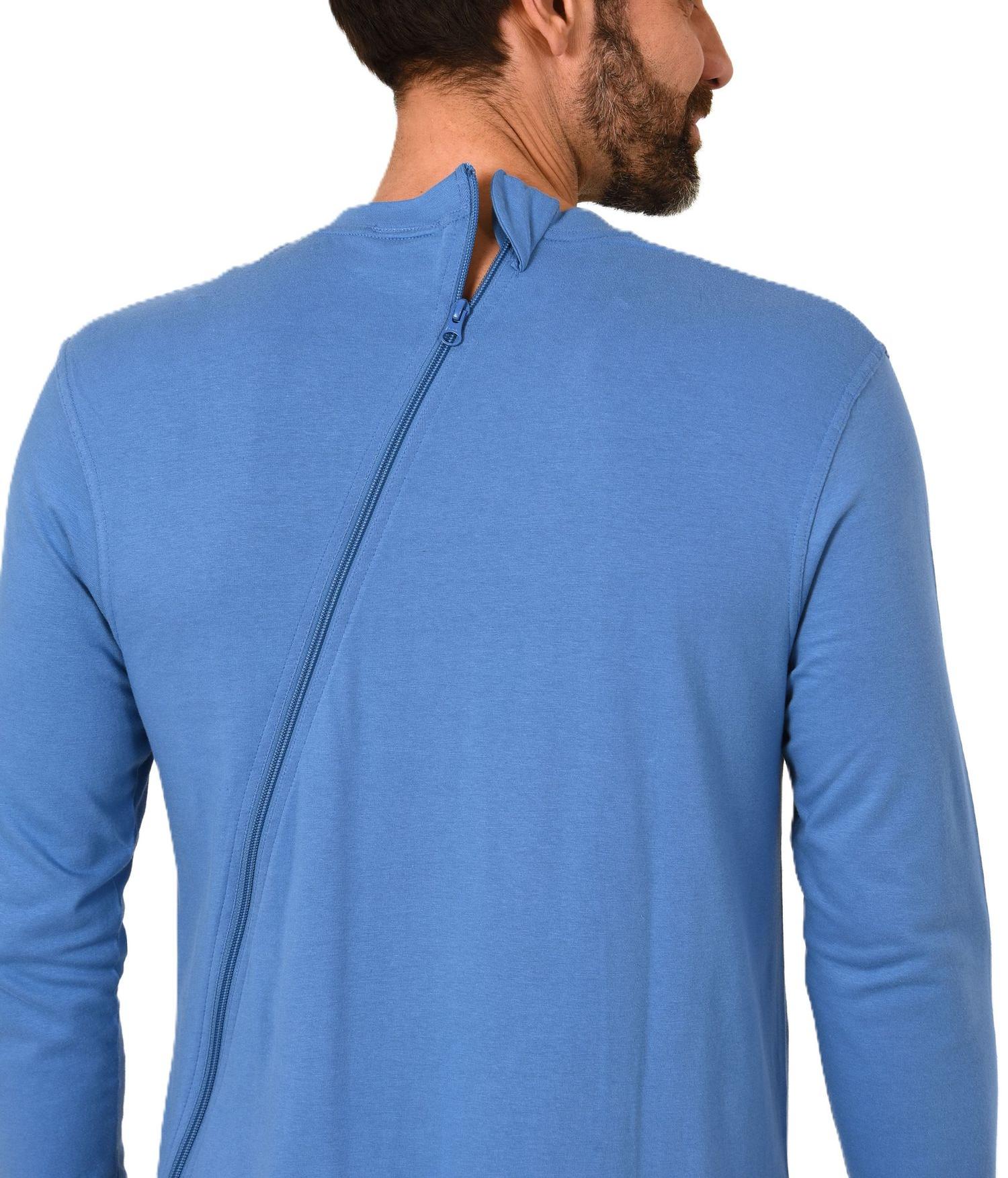 Herren Pflegeoverall langarm Einteiler Schlafanzug mit Reißverschluss am Rücken Herren Pflegeoverall langarm Einteiler Schlafanzug mit Reißverschluss am Rücken