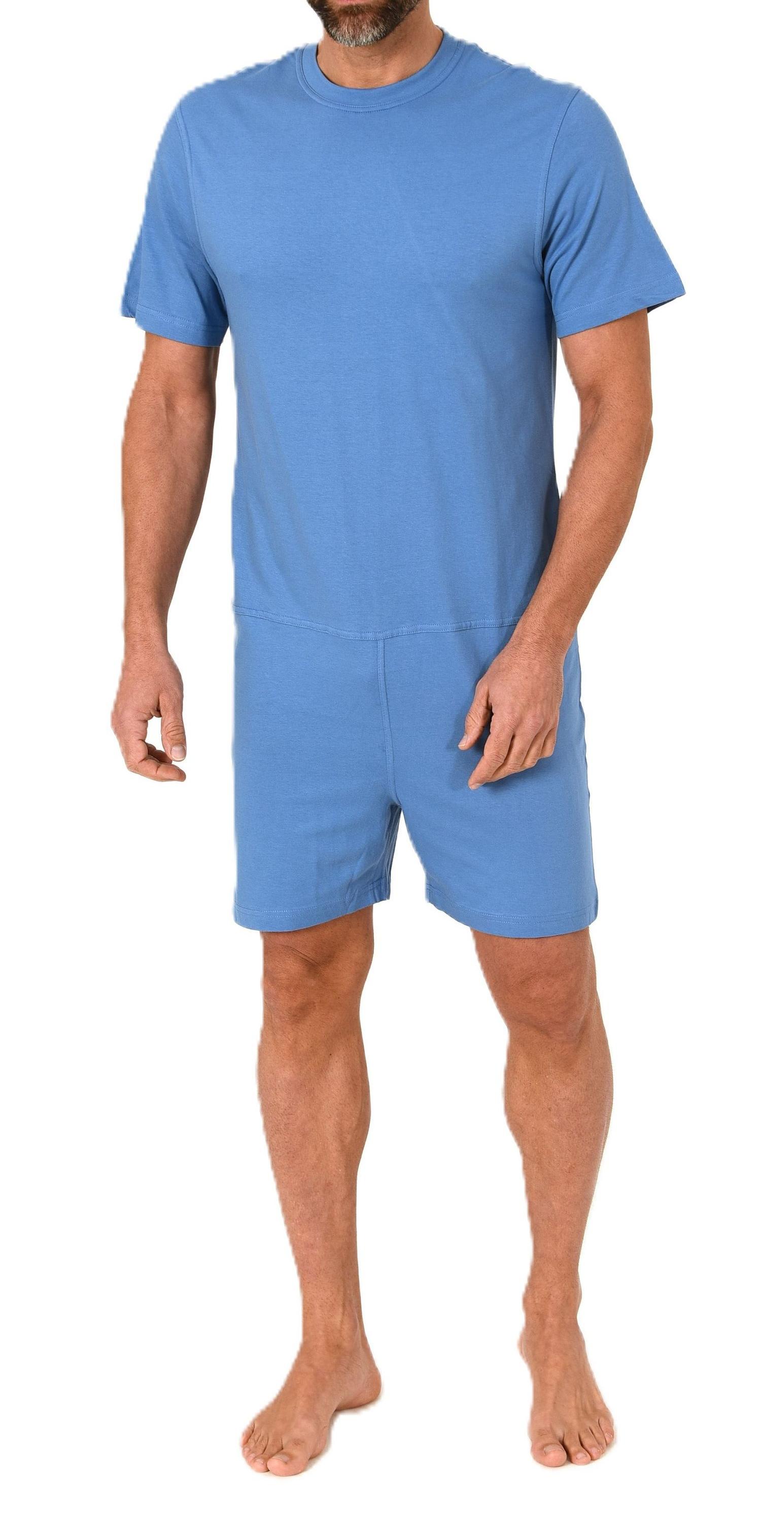 Herren Pflegeoverall kurzarm Einteiler Schlafanzug mit Reißverschluss am Rücken Herren Pflegeoverall kurzarm Einteiler Schlafanzug mit Reißverschluss am Rücken