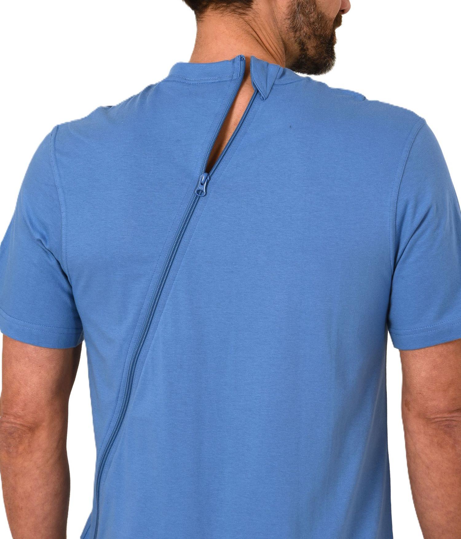 Herren Pflegeoverall kurzarm Einteiler Schlafanzug mit Reißverschluss am Rücken Herren Pflegeoverall kurzarm Einteiler Schlafanzug mit Reißverschluss am Rücken