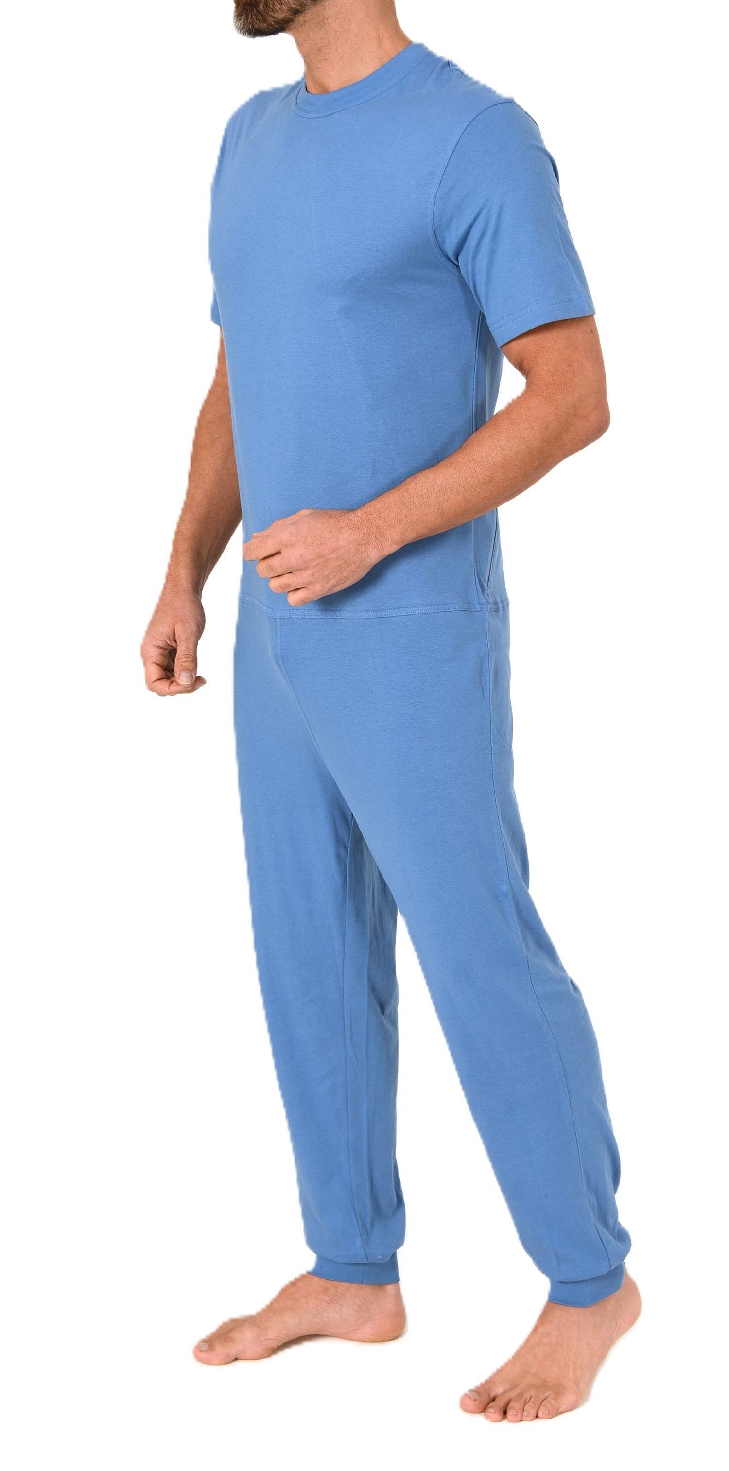 Herren Pflegeoverall kurzarm Schlafanzug mit langen Bein und Reißverschluss am Rücken
