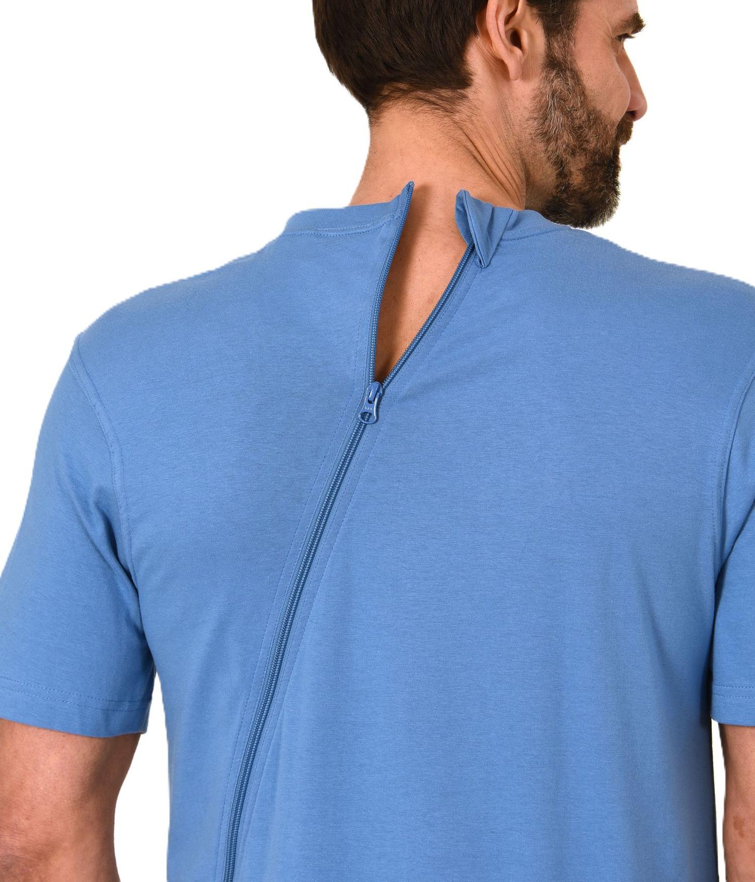 Herren Pflegeoverall kurzarm Schlafanzug mit langen Bein und Reißverschluss am Rücken