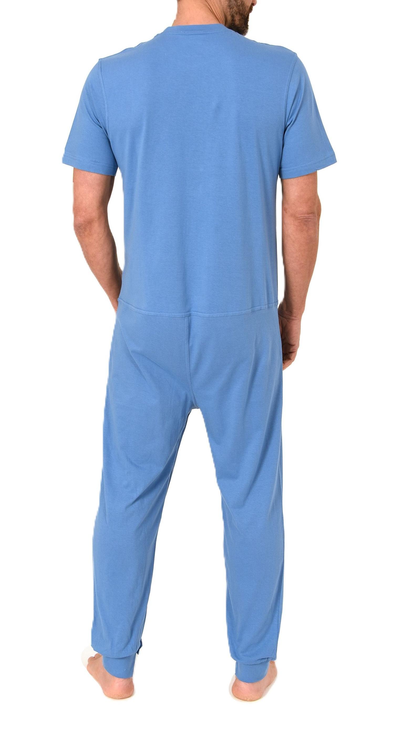 Herren Pflegeoverall kurzarm Schlafanzug mit langen Bein und Reißverschluss am Bein