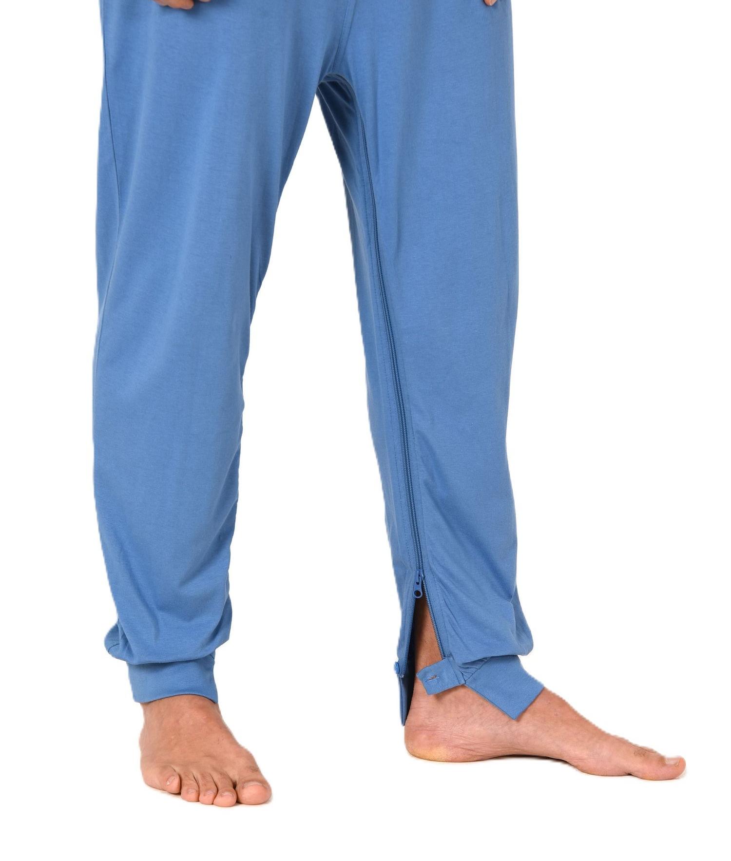Herren Pflegeoverall kurzarm Schlafanzug mit langen Bein und Reißverschluss am Bein