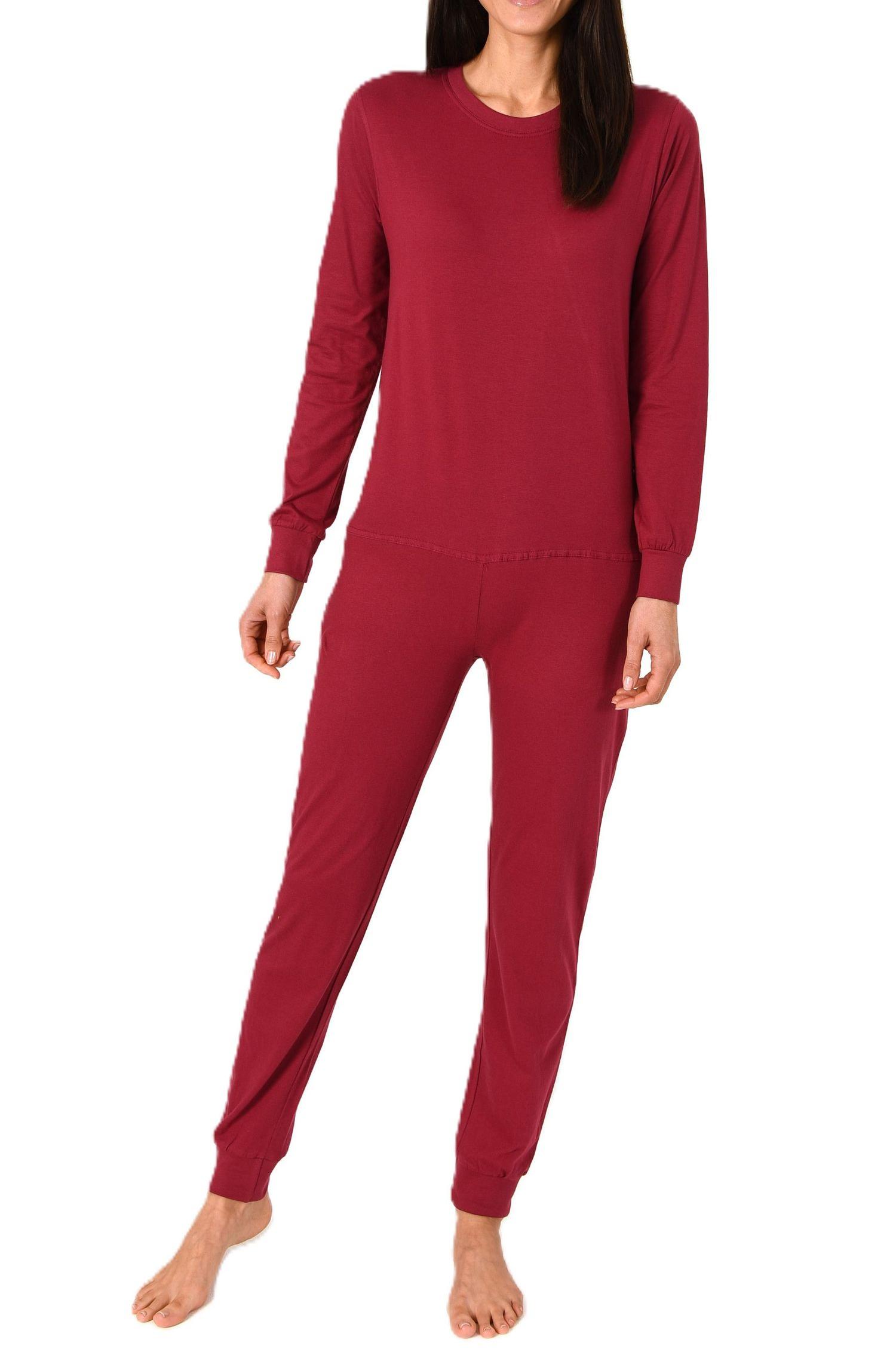 Damen Pflegeoverall langarm Einteiler Schlafanzug mit Reißverschluss am Rücken