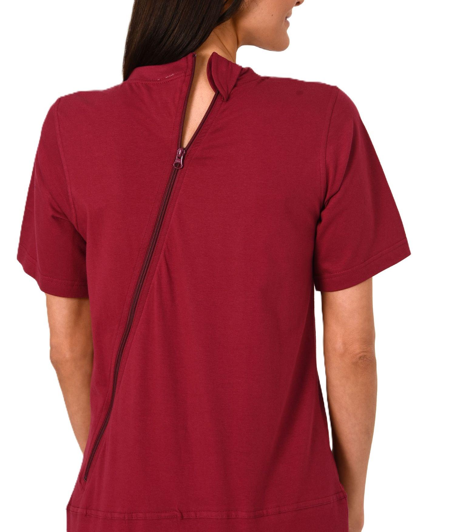 Damen Pflegeoverall kurzarm Einteiler Schlafanzug mit Reißverschluss am Rücken