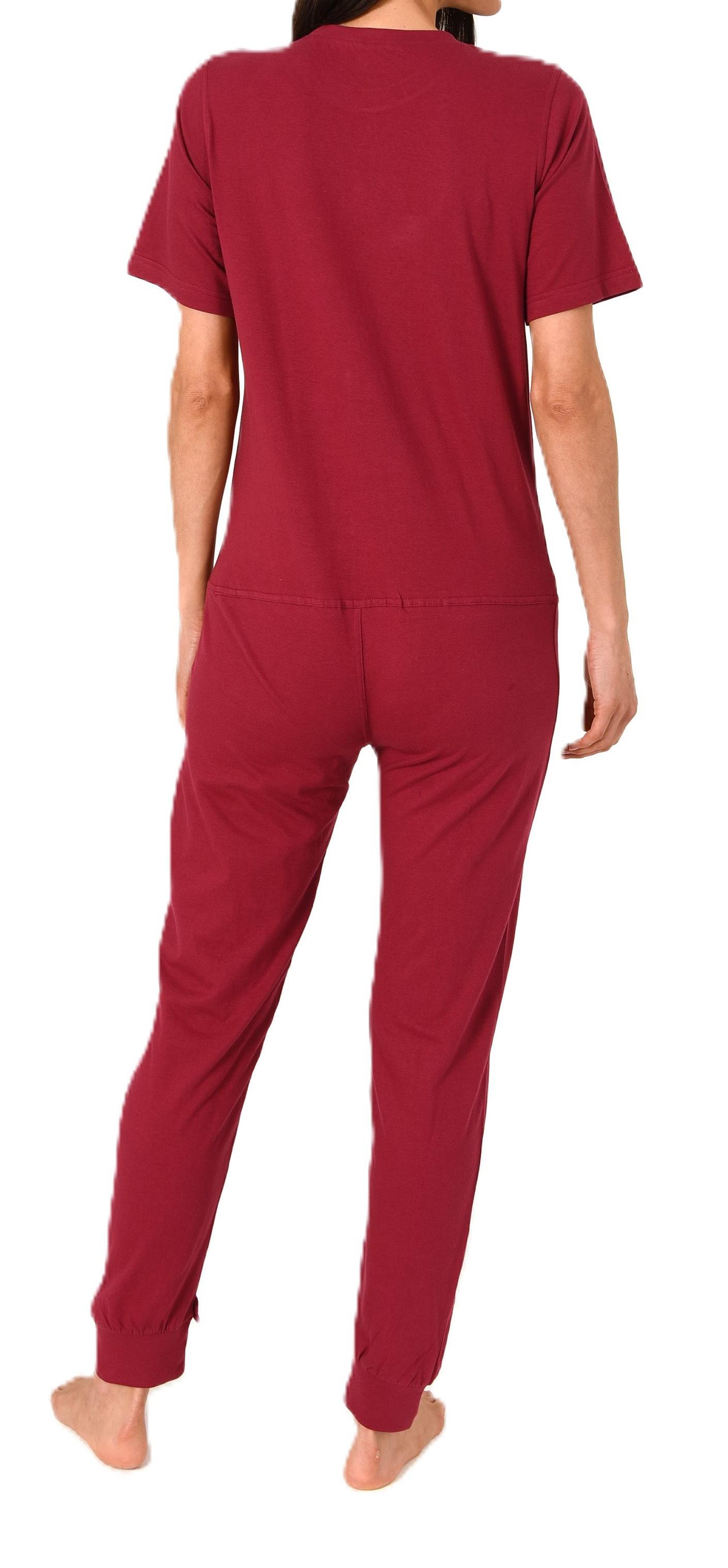 Damen Pflegeoverall kurzarm Schlafanzug mit langen Bein und Reißverschluss am Bein