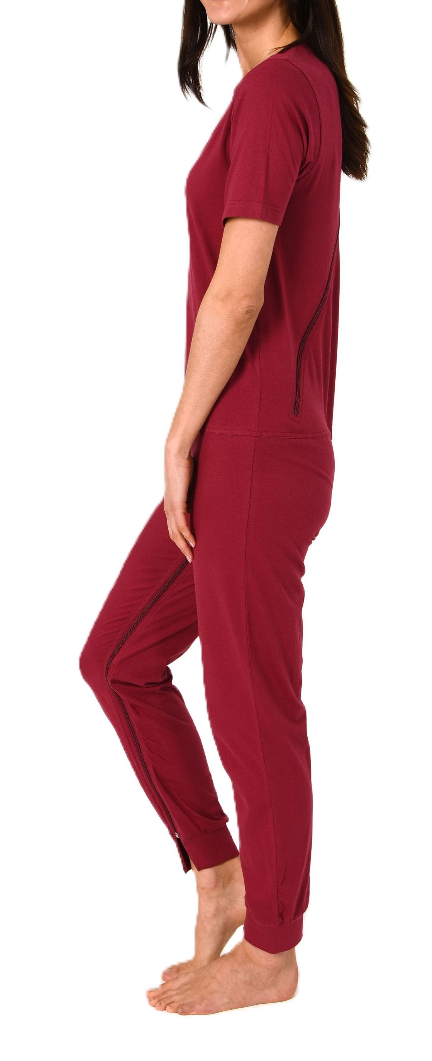 Damen Pflegeoverall kurzarm Pyjama mit langen Bein und Reißverschluss am Rücken und Bein