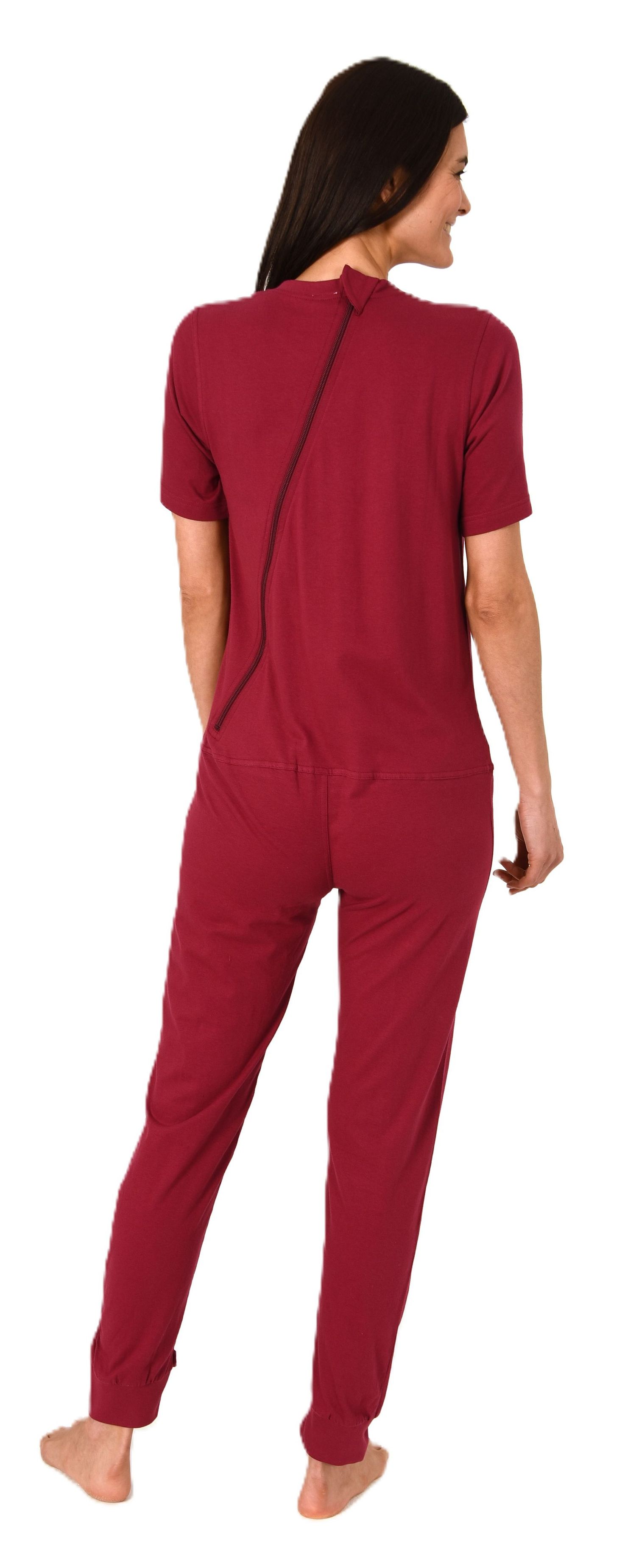 Damen Pflegeoverall kurzarm Pyjama mit langen Bein und Reißverschluss am Rücken und Bein