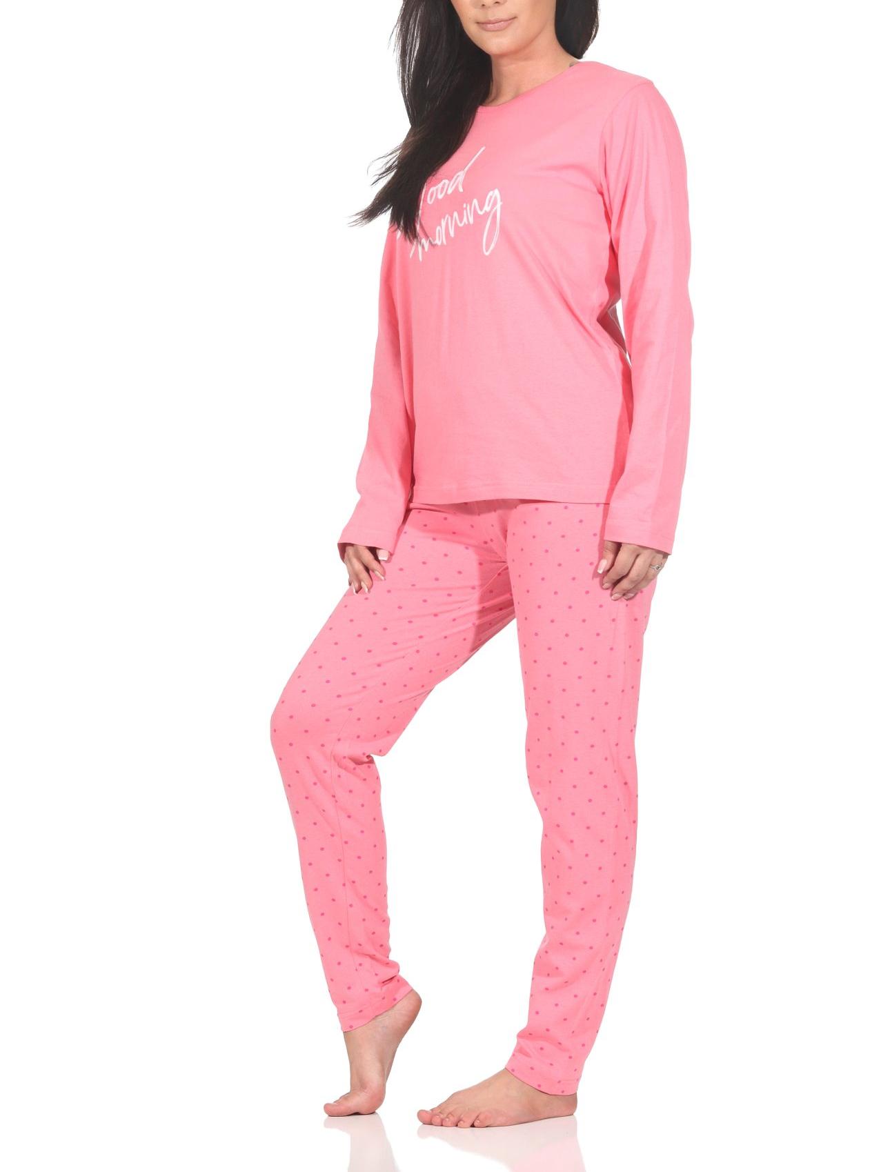 Normann Damen Schlafanzug langarm Pyjama in Tupfen Punkte Optik Normann Damen Schlafanzug langarm Pyjama in Tupfen Punkte Optik