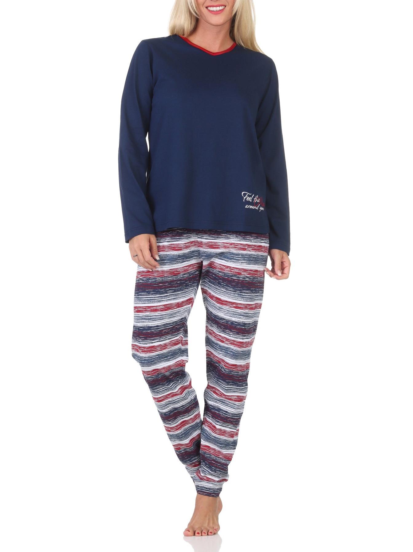 Normann Damen langarm Schlafanzug Pyjama in wunderschöner Optik