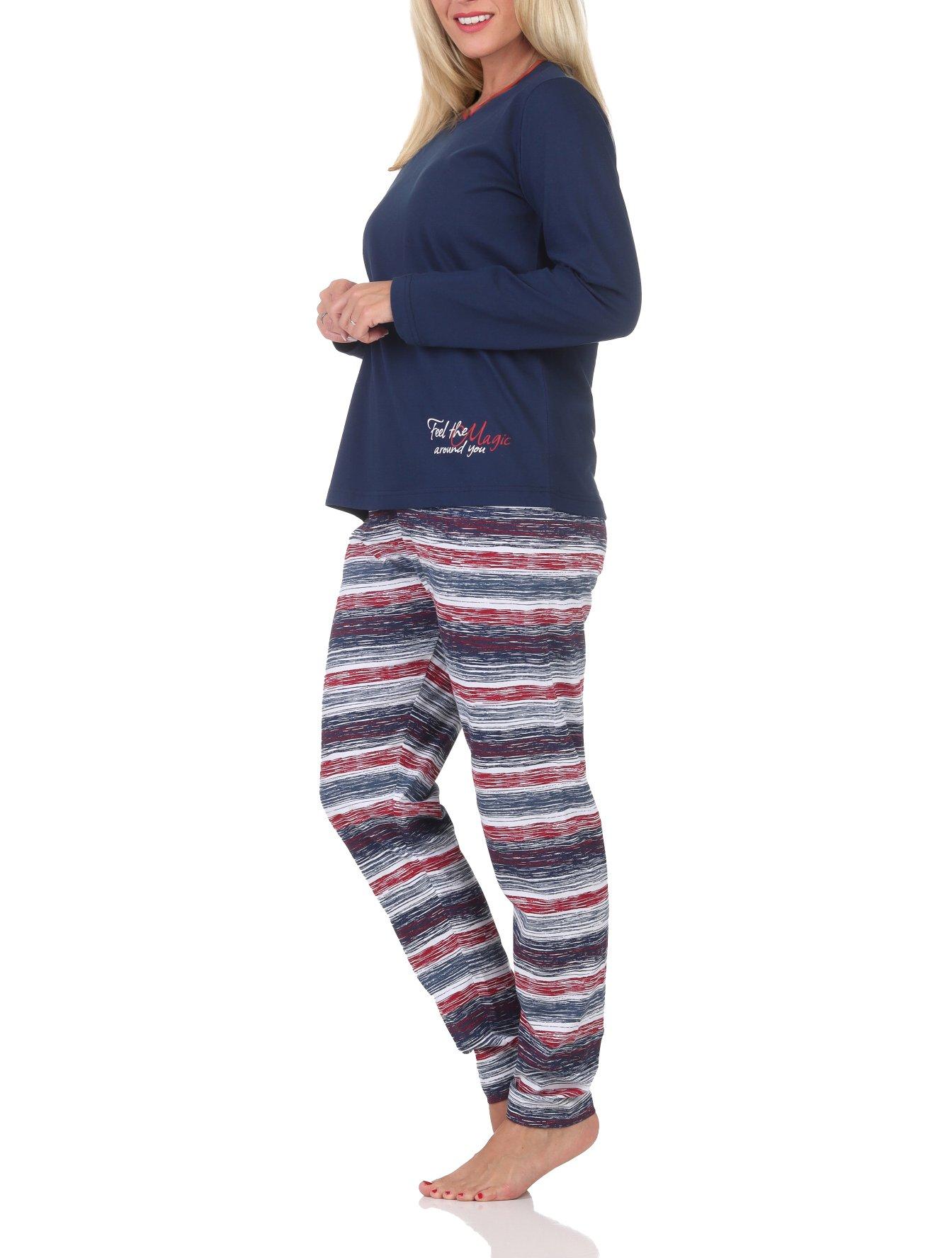 Normann Damen langarm Schlafanzug Pyjama in wunderschöner Optik