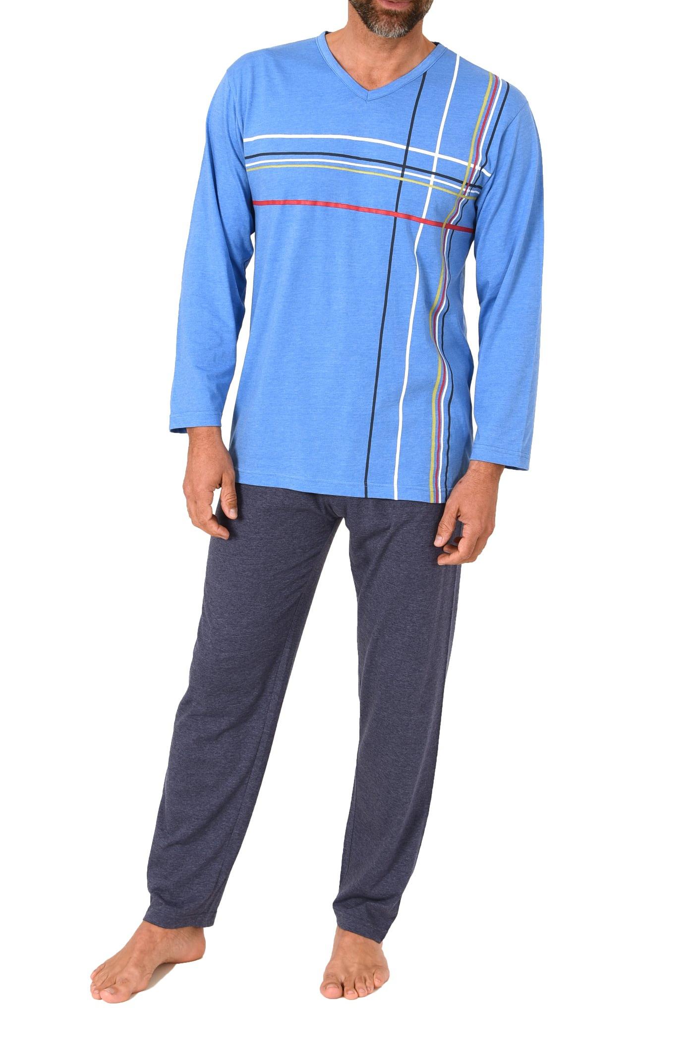 Normann Herren langarm Schlafanzug Pyjama mit Frontprint in eleganter Optik Normann Herren langarm Schlafanzug Pyjama mit eleganten Frontprint im zeitlosen Design