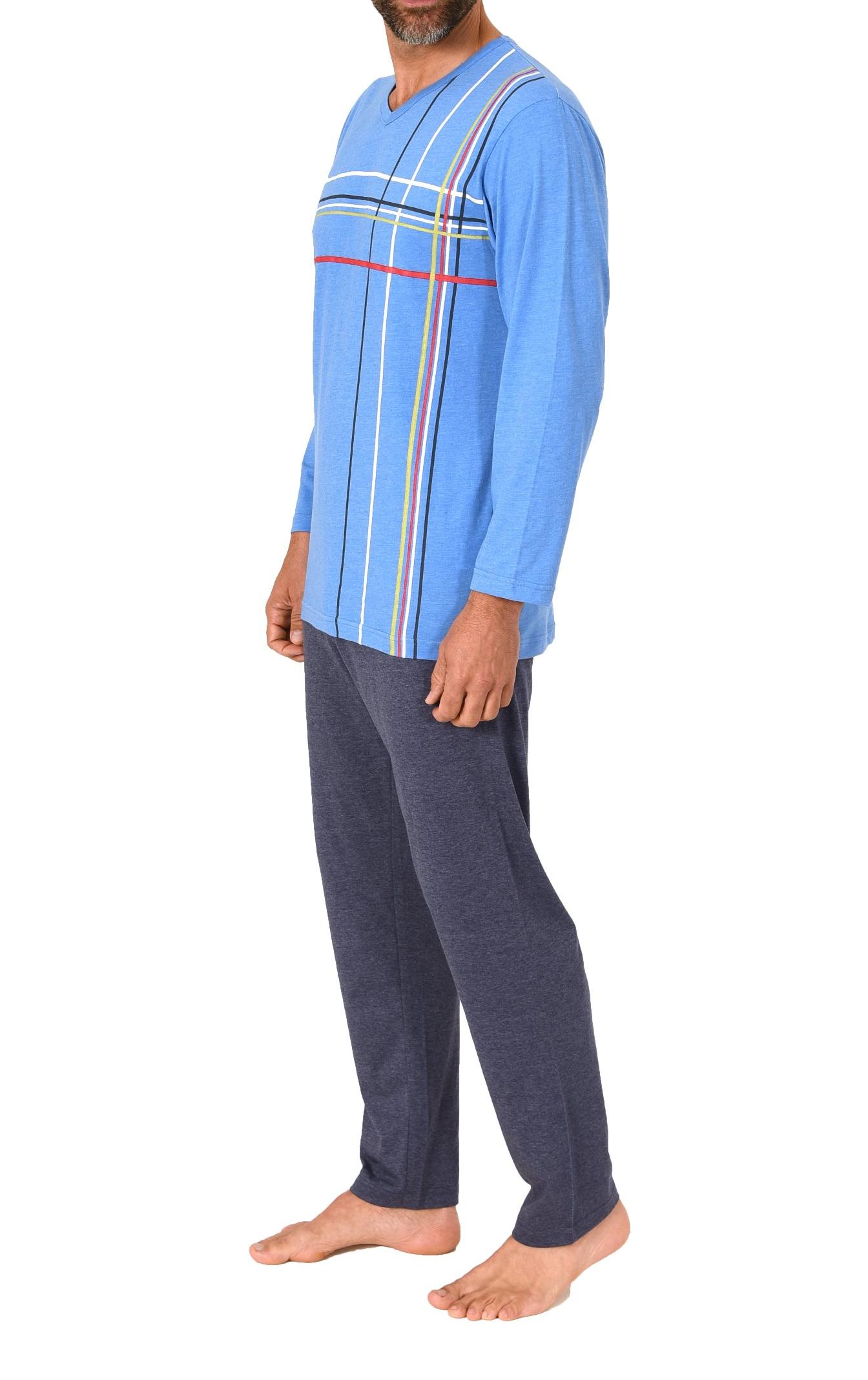 Normann Herren langarm Schlafanzug Pyjama mit Frontprint in eleganter Optik Normann Herren langarm Schlafanzug Pyjama mit eleganten Frontprint im zeitlosen Design