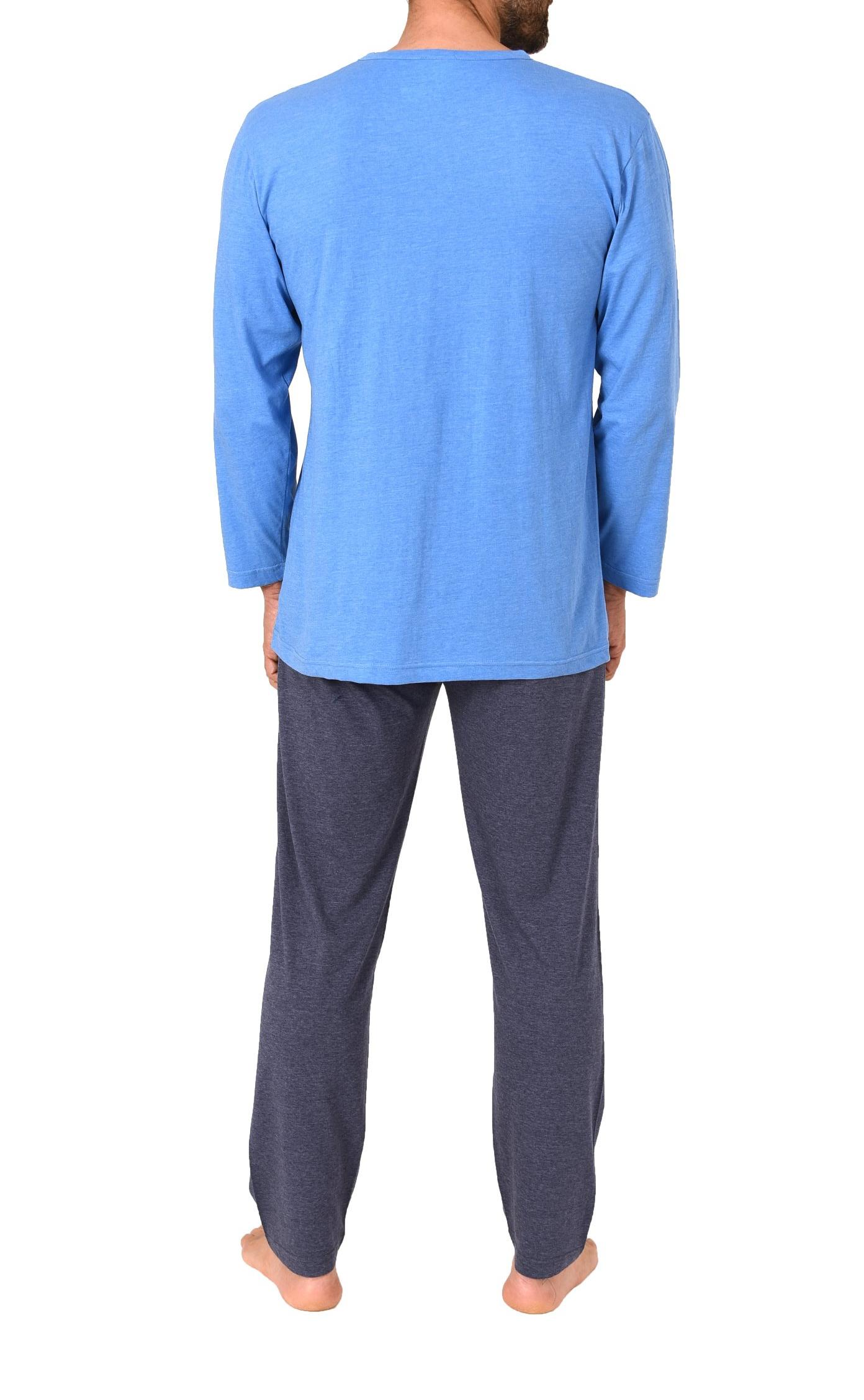 Normann Herren langarm Schlafanzug Pyjama mit Frontprint in eleganter Optik Normann Herren langarm Schlafanzug Pyjama mit eleganten Frontprint im zeitlosen Design