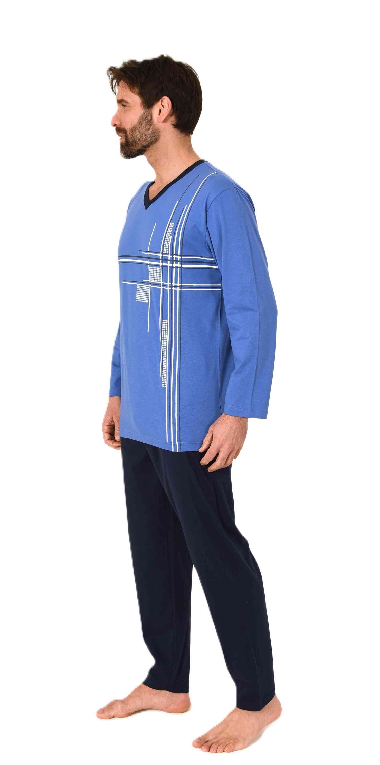 Normann Herren langarm Schlafanzug Pyjama mit eleganten Frontprint im zeitlosen Design Normann Herren langarm Schlafanzug Pyjama mit eleganten Frontprint im zeitlosen Design
