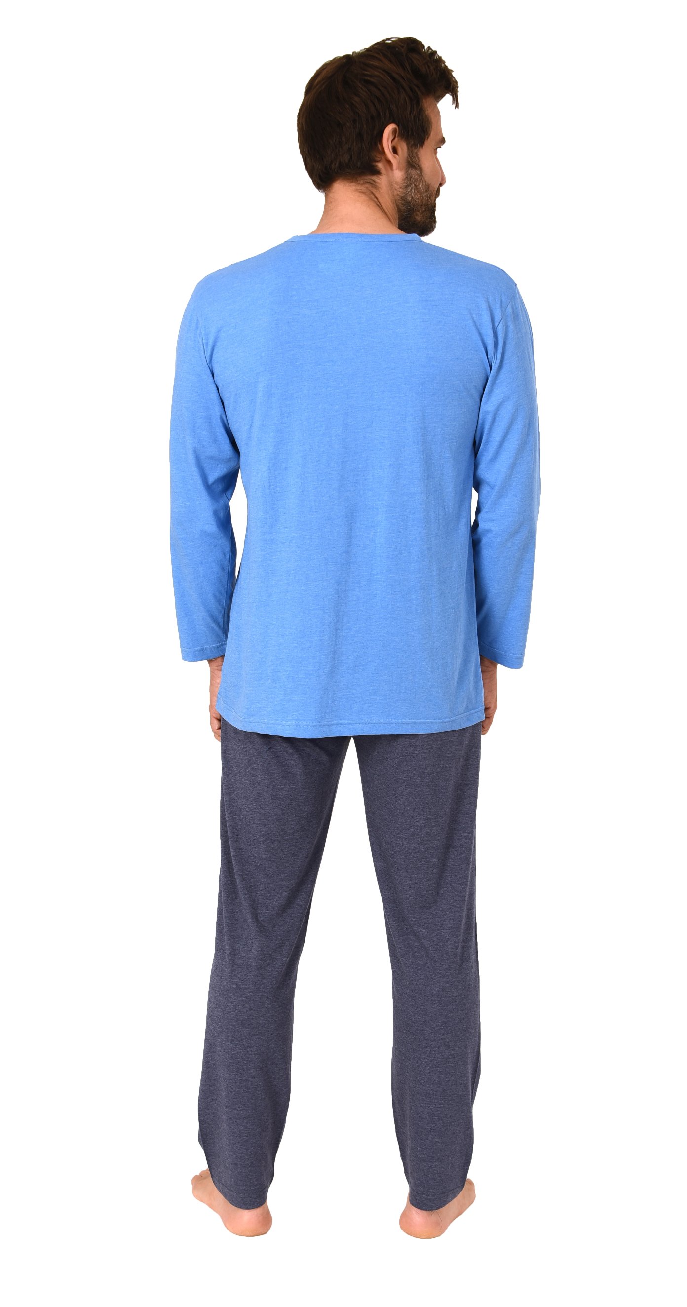 Normann Herren langarm Schlafanzug Pyjama mit Frontprint in eleganter Optik Normann Herren langarm Schlafanzug Pyjama mit eleganten Frontprint im zeitlosen Design
