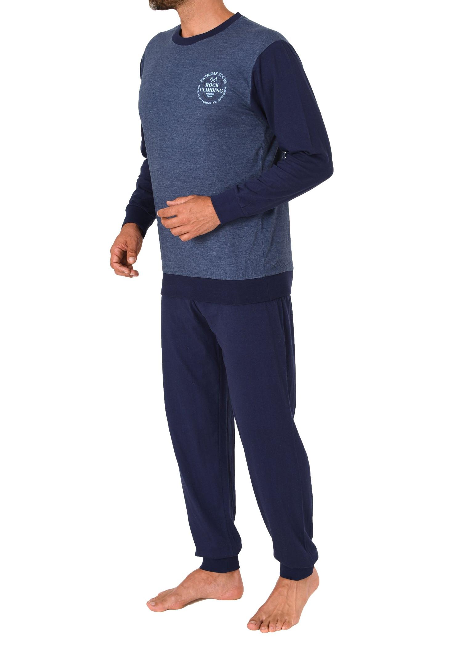 Normann Herren langarm Schlafanzug Pyjama mit Bündchen in eleganter Optik