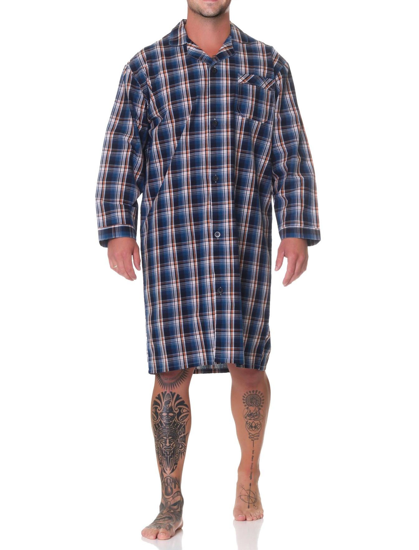 Normann Herren langarm Nachthemd gewebt mit Knopfleiste - auch in Übergröße Normann Herren langarm Nachthemd gewebt mit Knopfleiste - auch in Übergröße