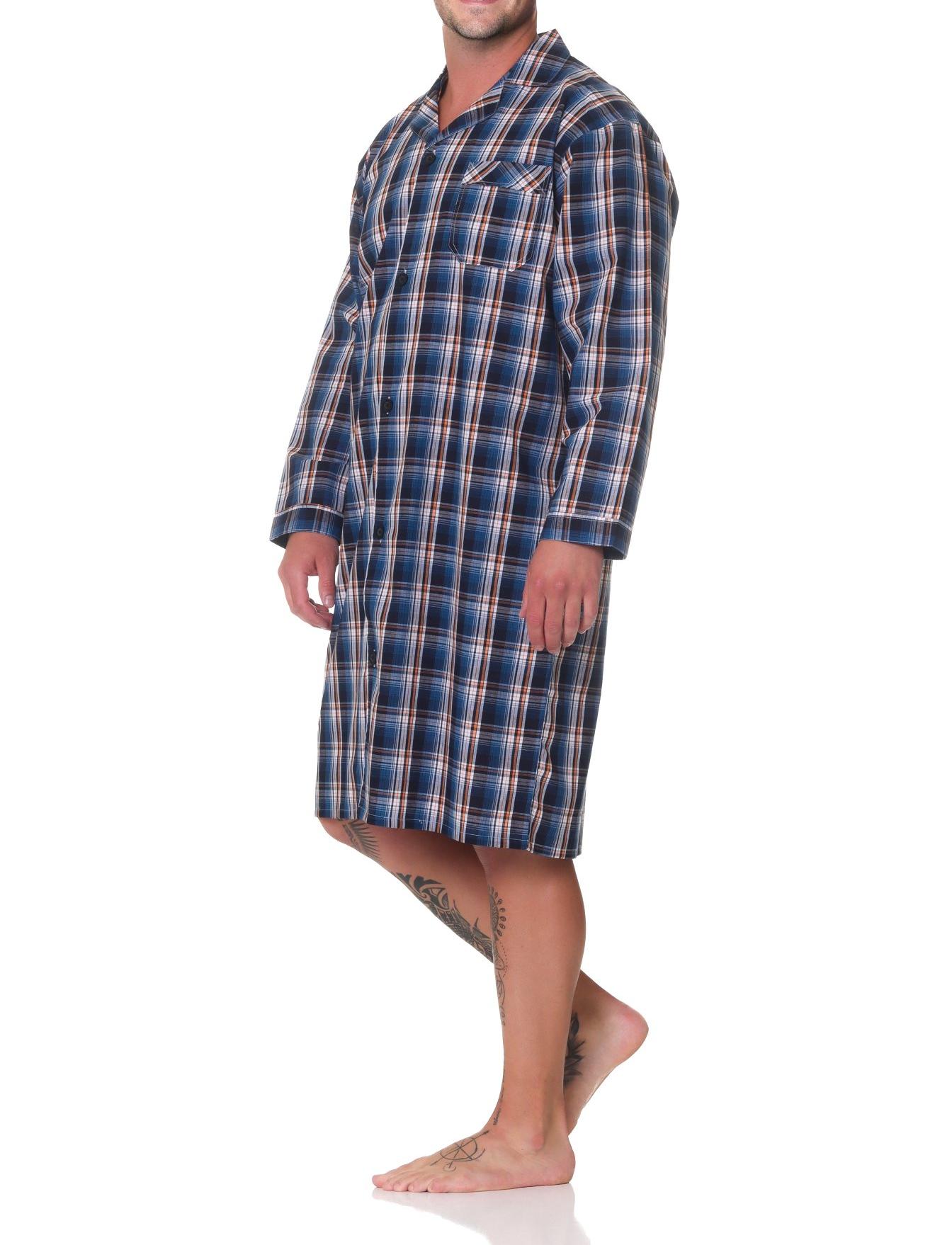 Normann Herren langarm Nachthemd gewebt mit Knopfleiste - auch in Übergröße Normann Herren langarm Nachthemd gewebt mit Knopfleiste - auch in Übergröße