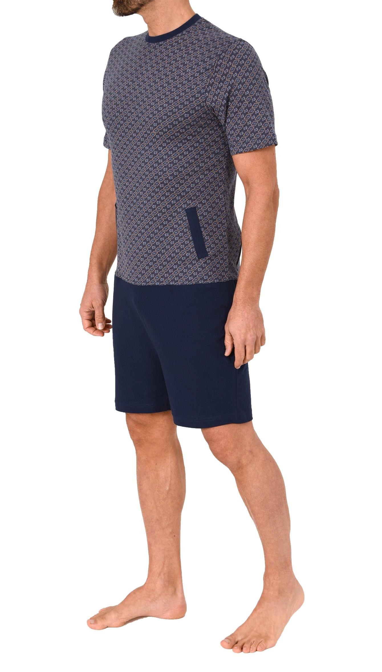 Herren Pflegeoverall kurzarm Einteiler Schlafanzug mit Reißverschluss am Rücken