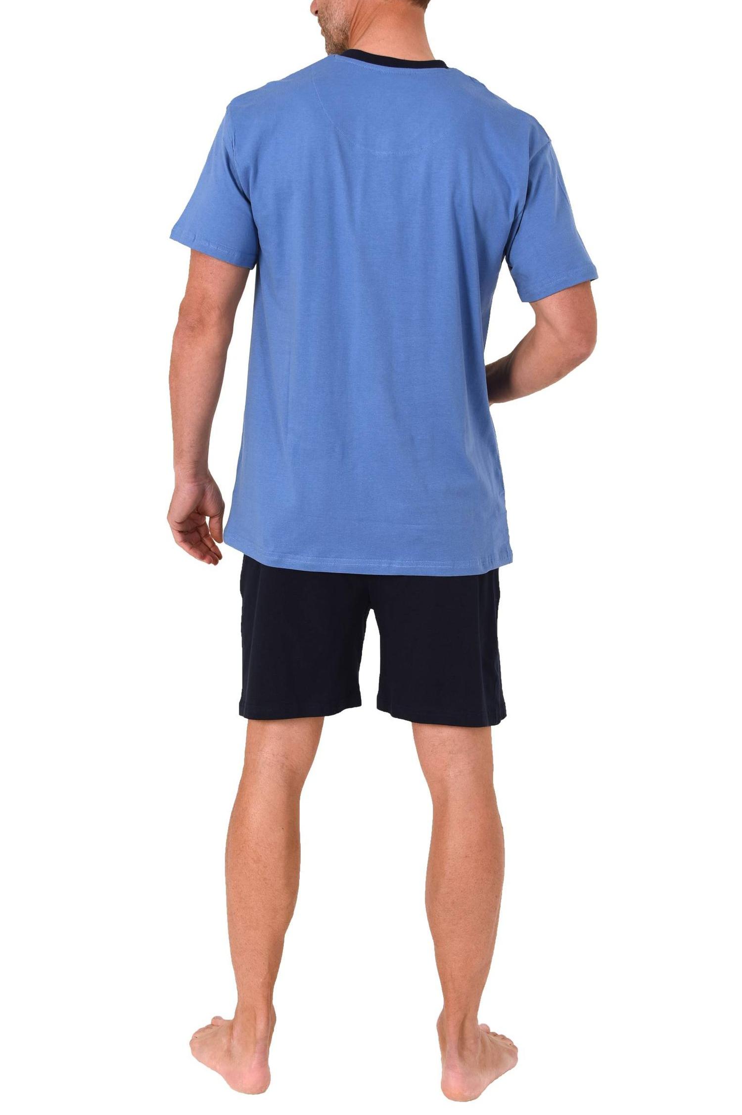 Normann Herren Schlafanzug Shorty kurzarm Pyjama mit edlen Frontprint - auch in Übergröße