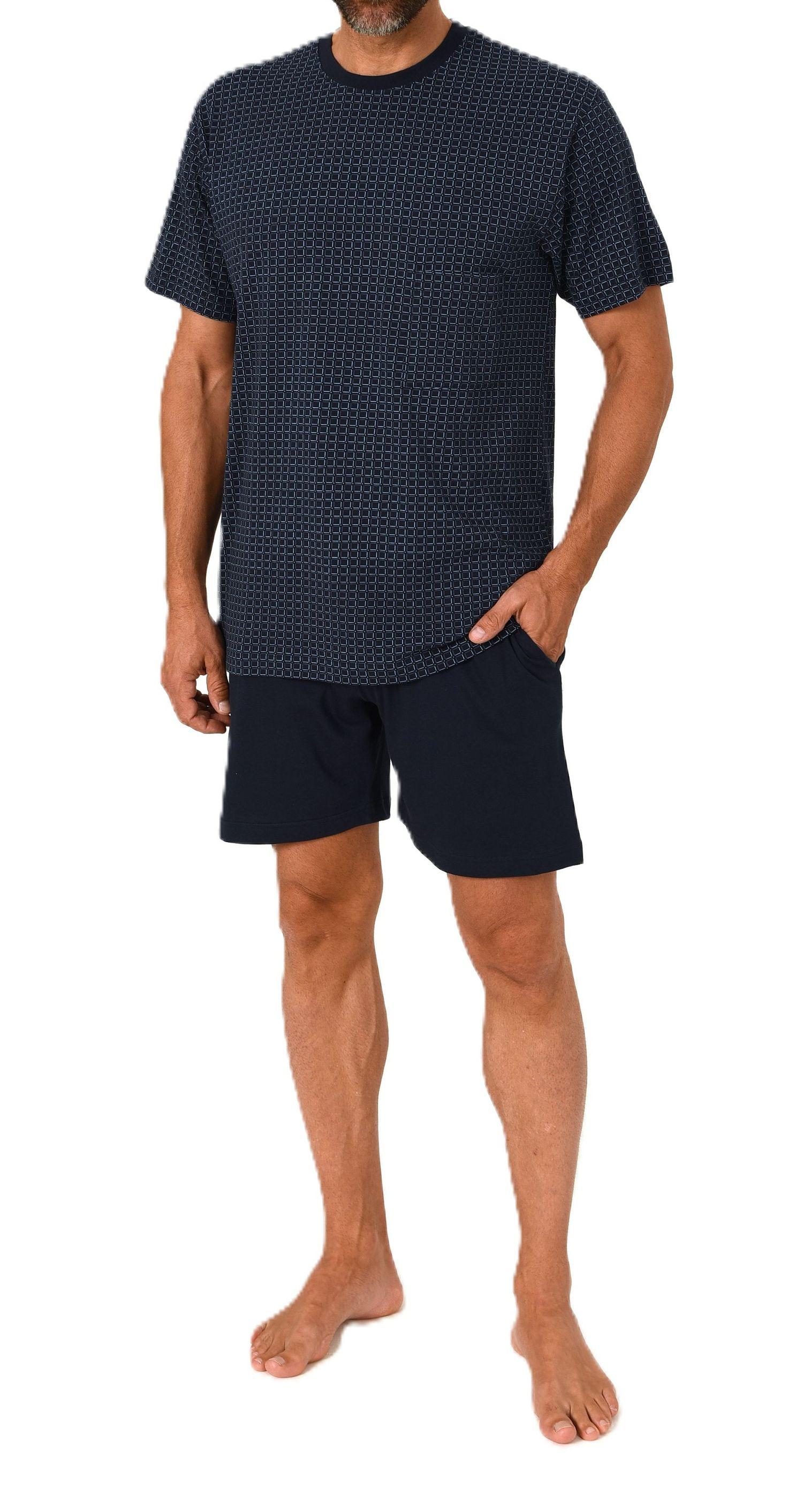 Normann Herren Schlafanzug kurzarm Shorty Pyjama aus Baumwolle – auch in Übergröße