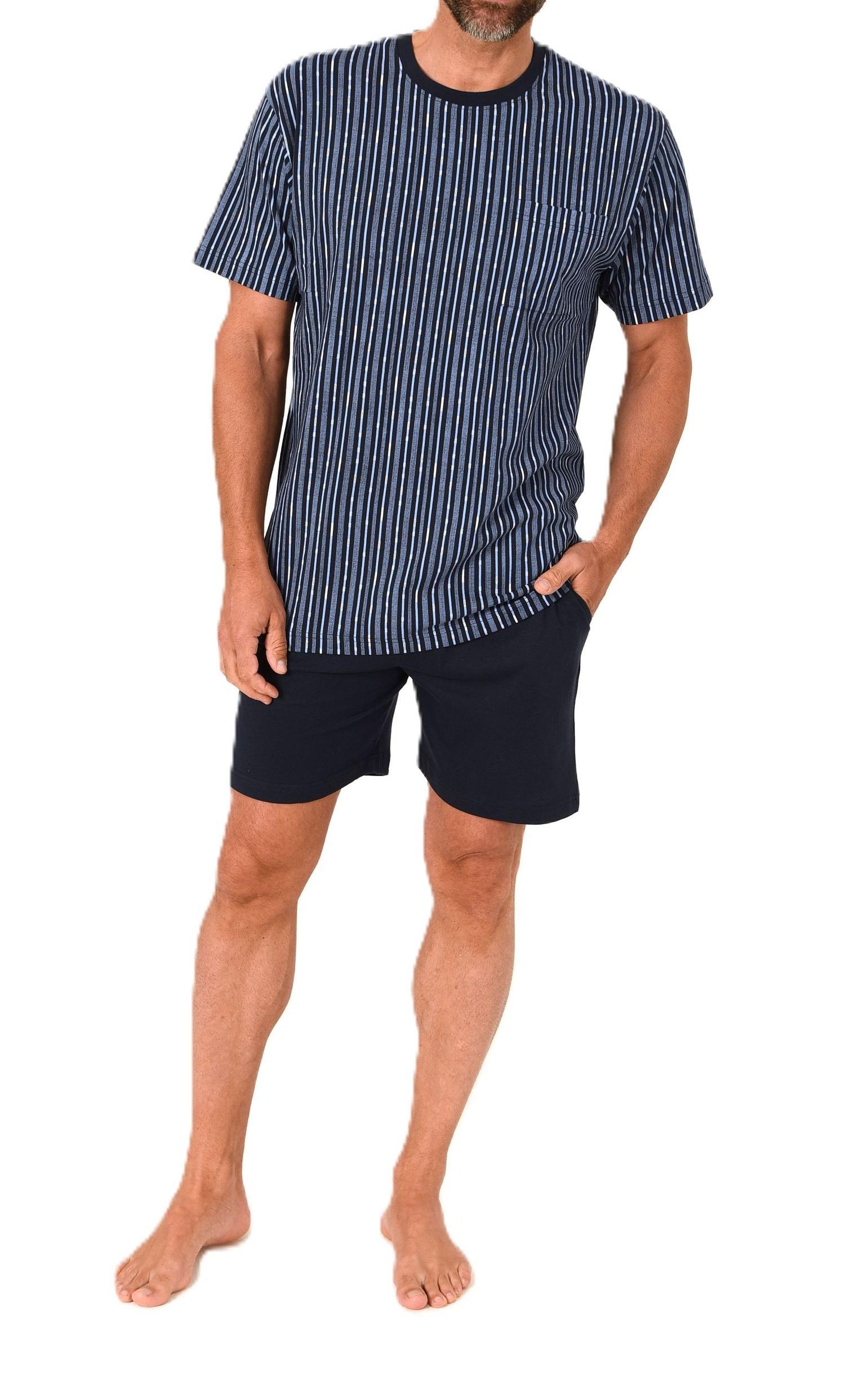 Normann Herren kurzarm Schlafanzug Shorty Pyjama aus Baumwolle