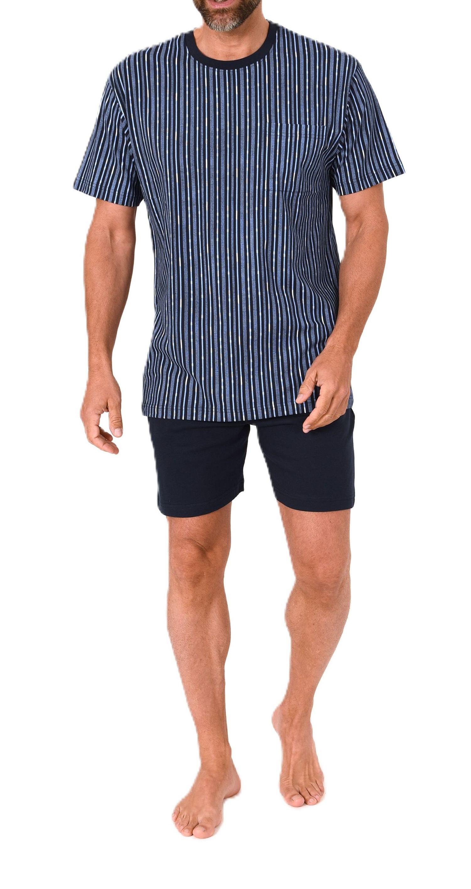 Normann Herren kurzarm Schlafanzug Shorty Pyjama aus Baumwolle
