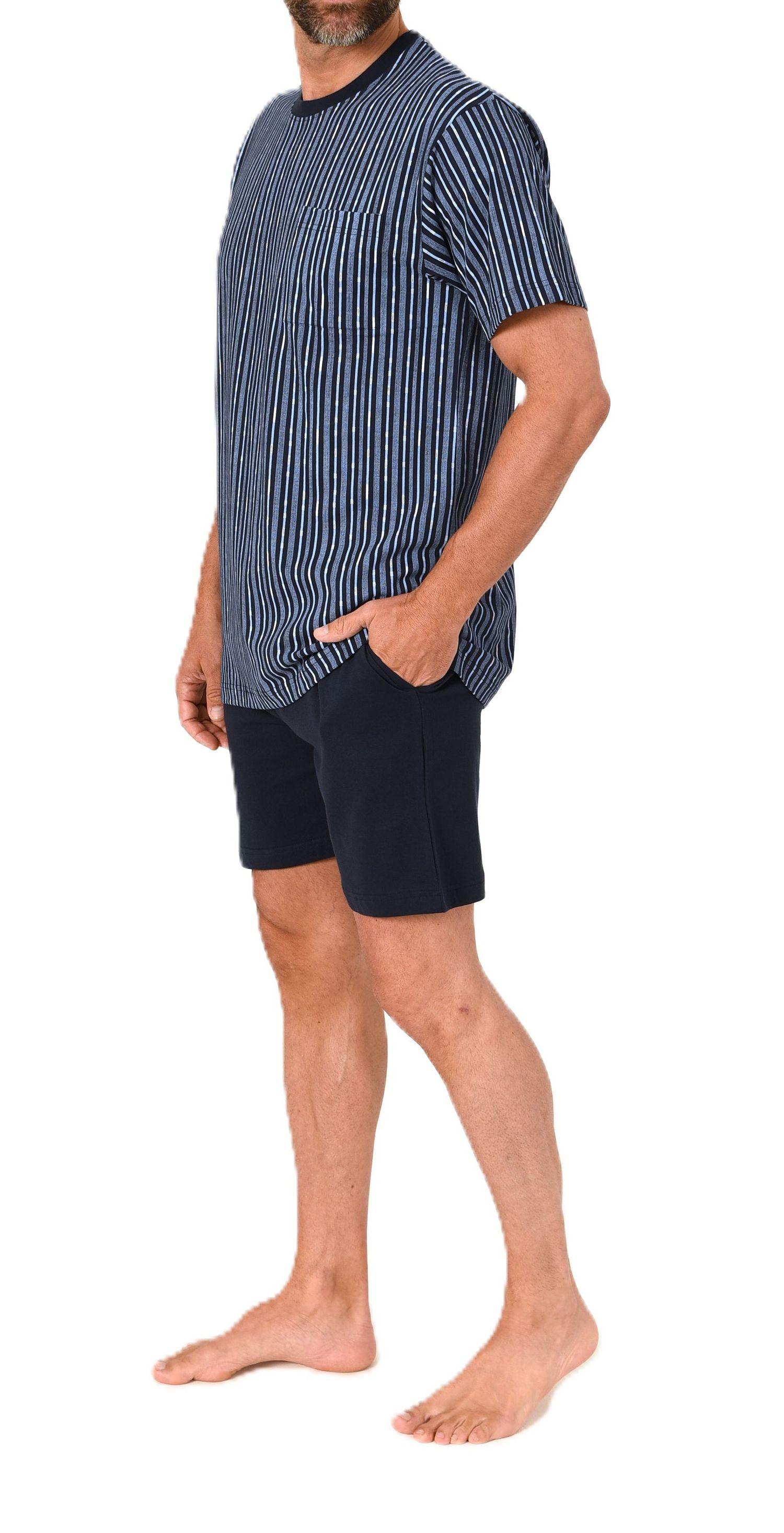 Normann Herren kurzarm Schlafanzug Shorty Pyjama aus Baumwolle