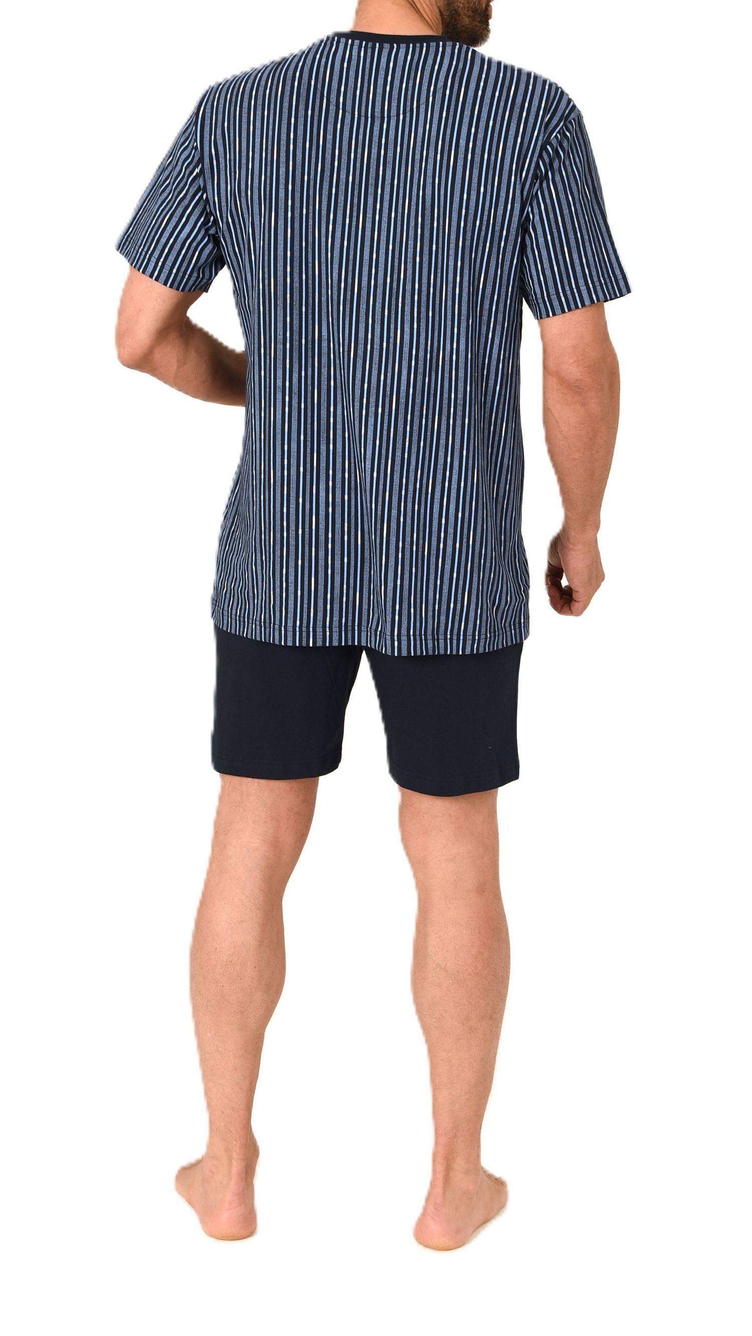 Normann Herren kurzarm Schlafanzug Shorty Pyjama aus Baumwolle