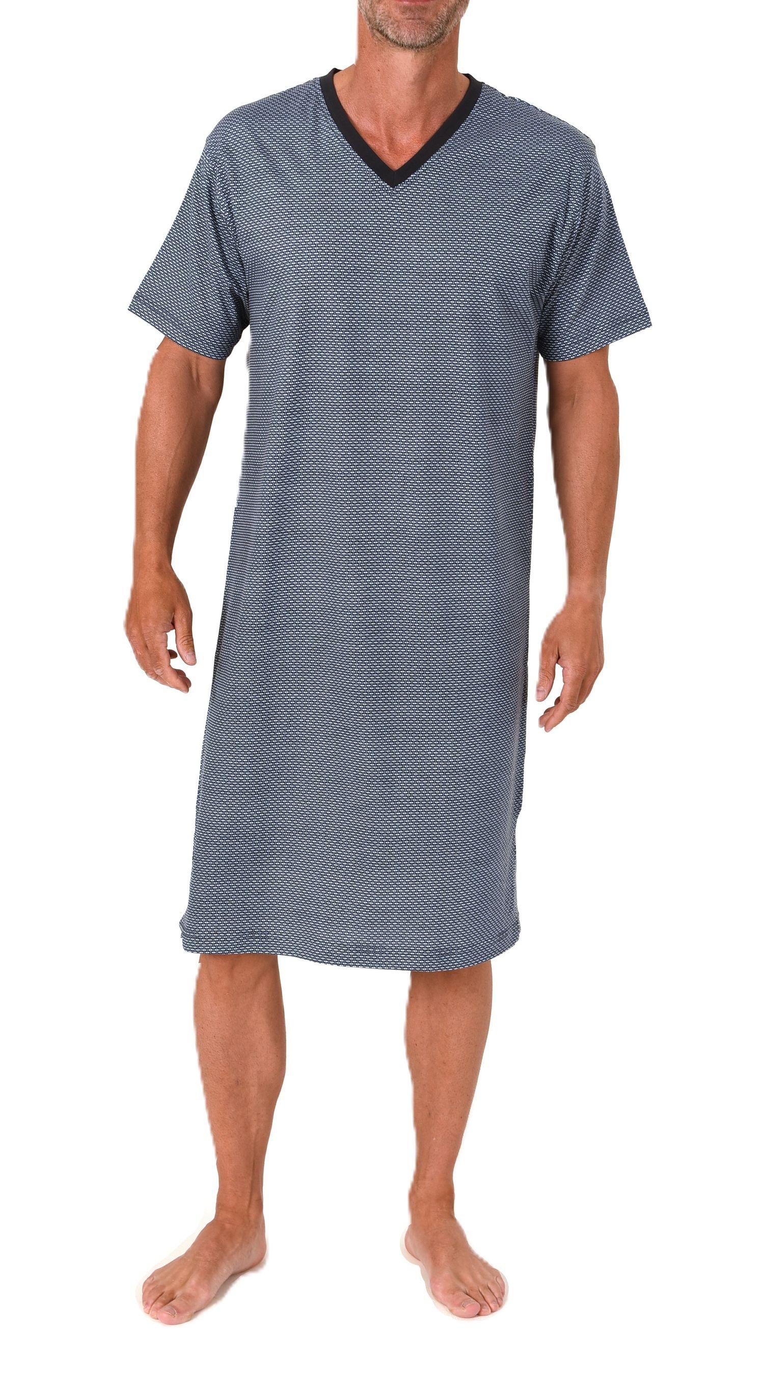 Normann Herren kurzarm Nachthemd im edlen Minimal-Print – auch in Übergrößen Normann Herren kurzarm Nachthemd im edlen Minimal-Print – auch in Übergrößen