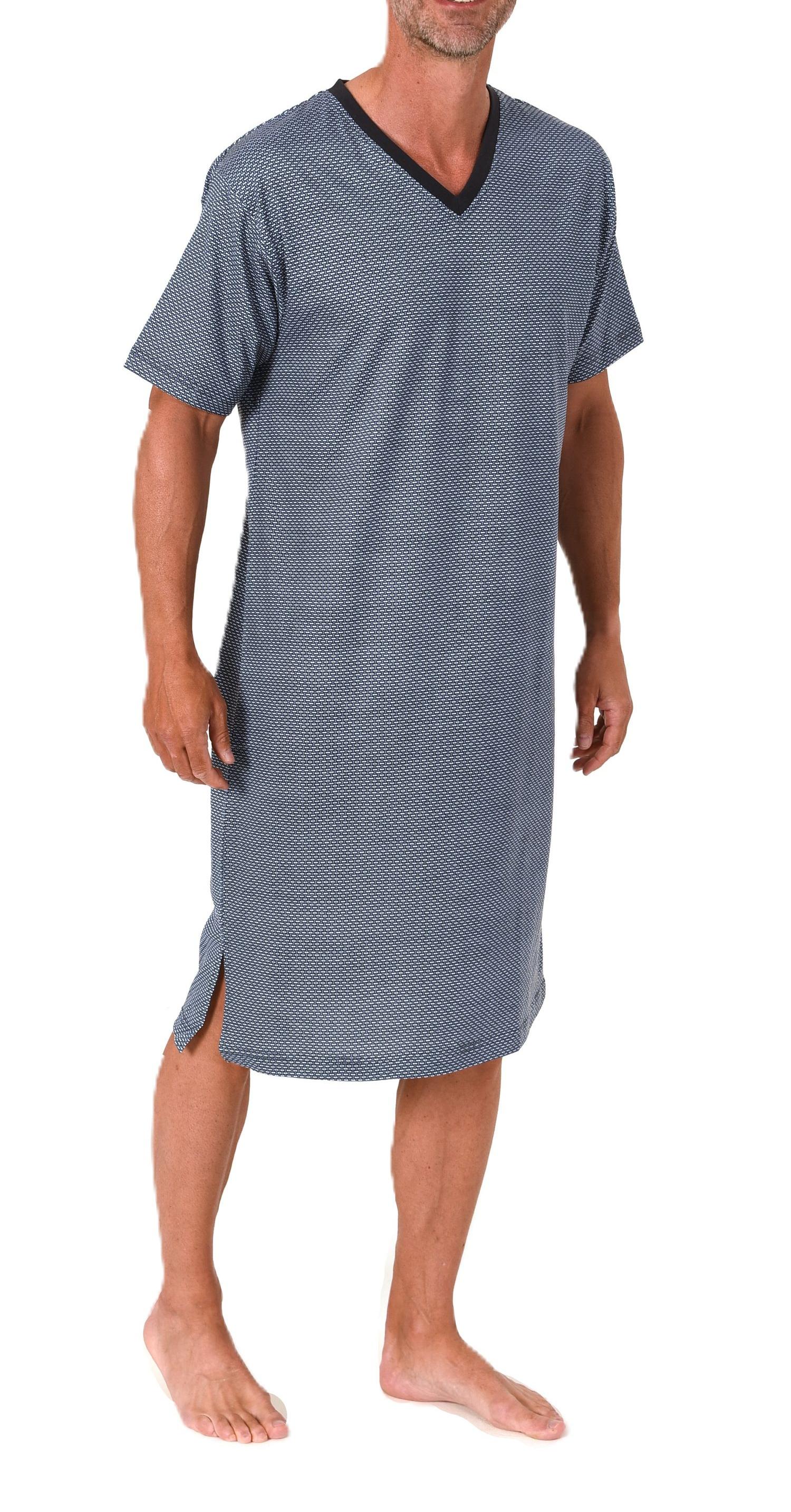 Normann Herren kurzarm Nachthemd im edlen Minimal-Print – auch in Übergrößen