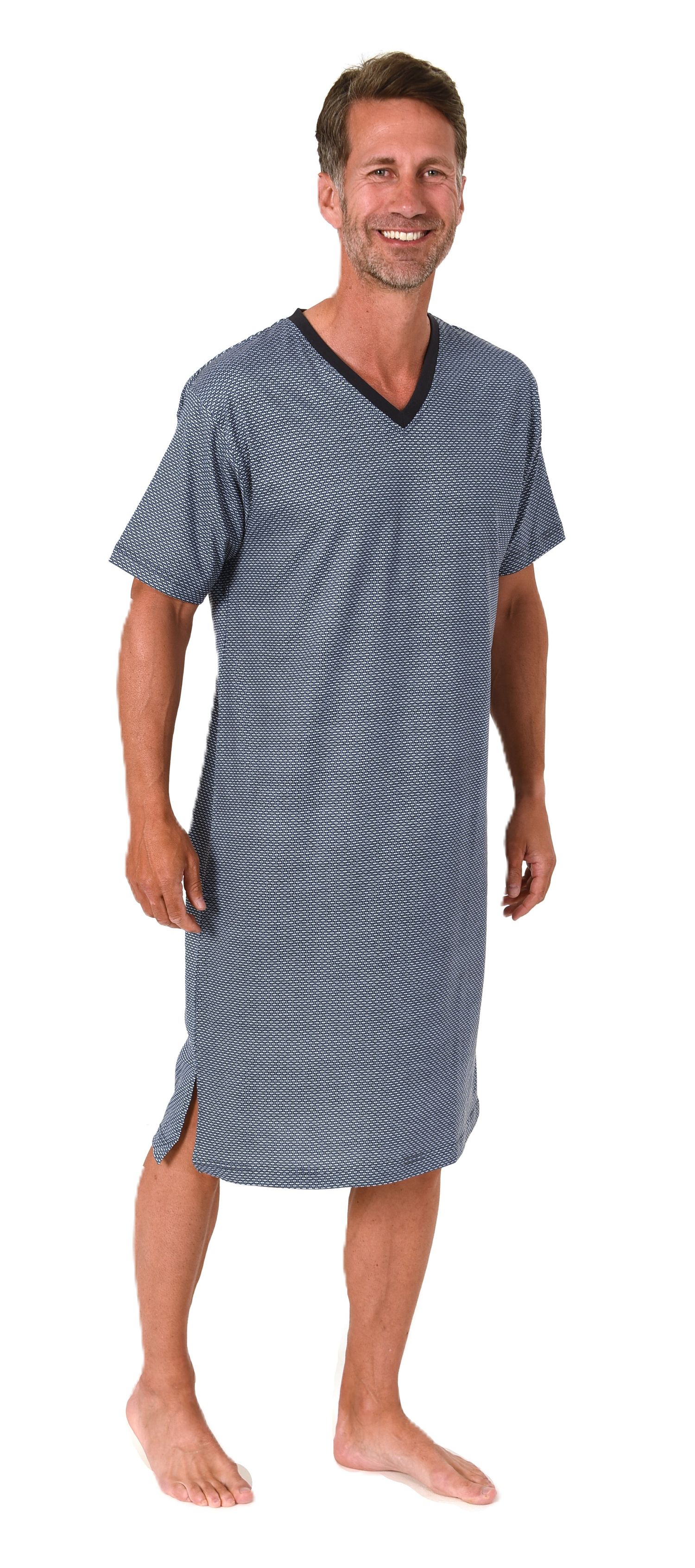 Normann Herren kurzarm Nachthemd im edlen Minimal-Print – auch in Übergrößen Normann Herren kurzarm Nachthemd im edlen Minimal-Print – auch in Übergrößen