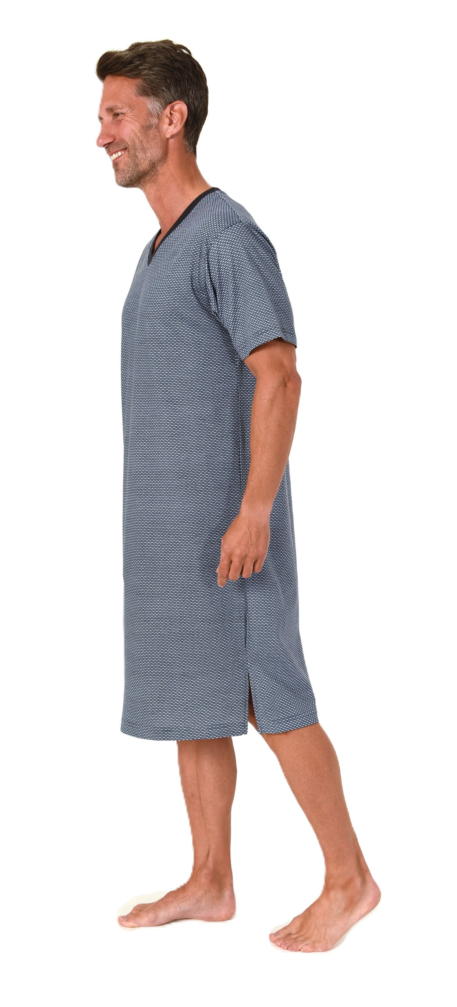 Normann Herren kurzarm Nachthemd im edlen Minimal-Print – auch in Übergrößen Normann Herren kurzarm Nachthemd im edlen Minimal-Print – auch in Übergrößen