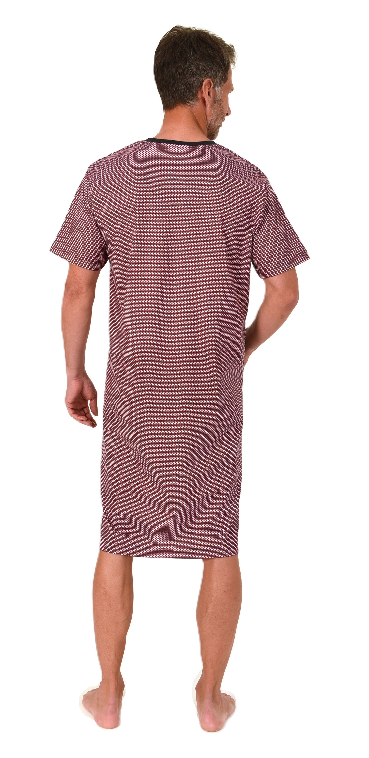 Normann Herren kurzarm Nachthemd im edlen Minimal-Print – auch in Übergrößen