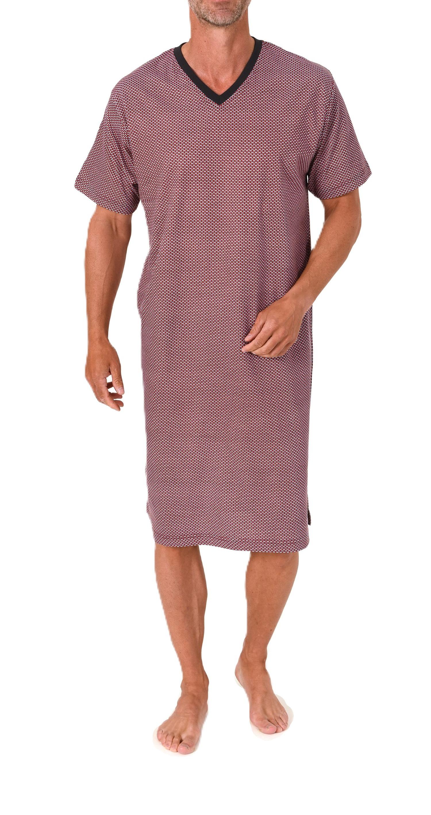 Normann Herren kurzarm Nachthemd im edlen Minimal-Print – auch in Übergrößen