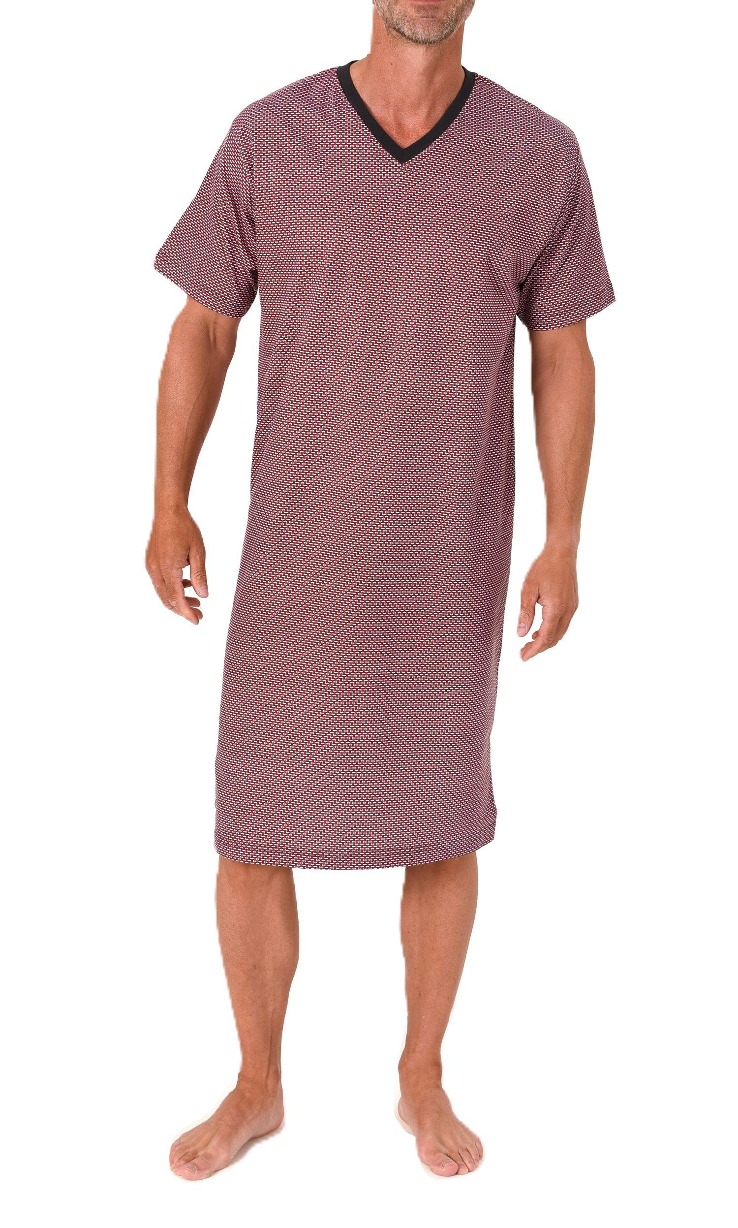 Normann Herren kurzarm Nachthemd im edlen Minimal-Print – auch in Übergrößen