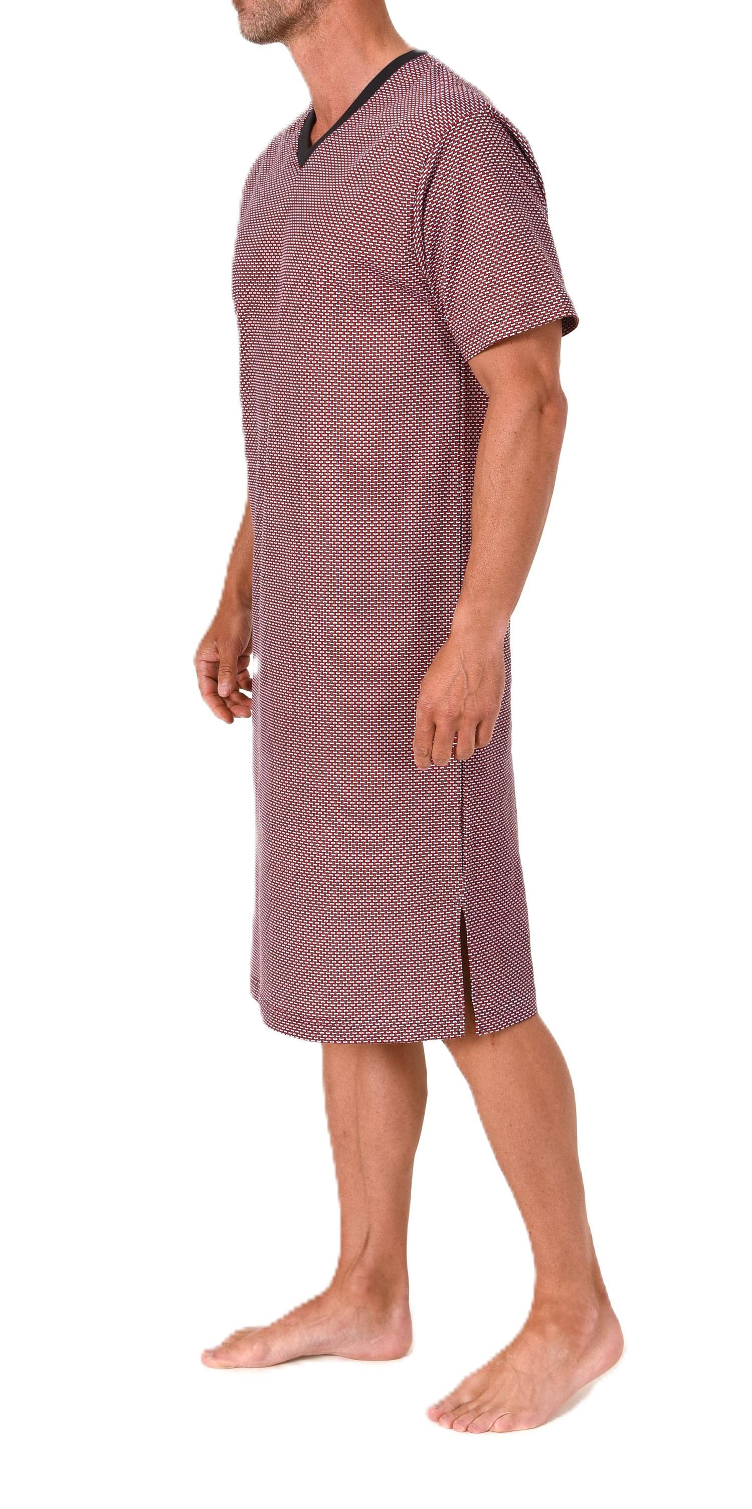 Normann Herren kurzarm Nachthemd im edlen Minimal-Print – auch in Übergrößen