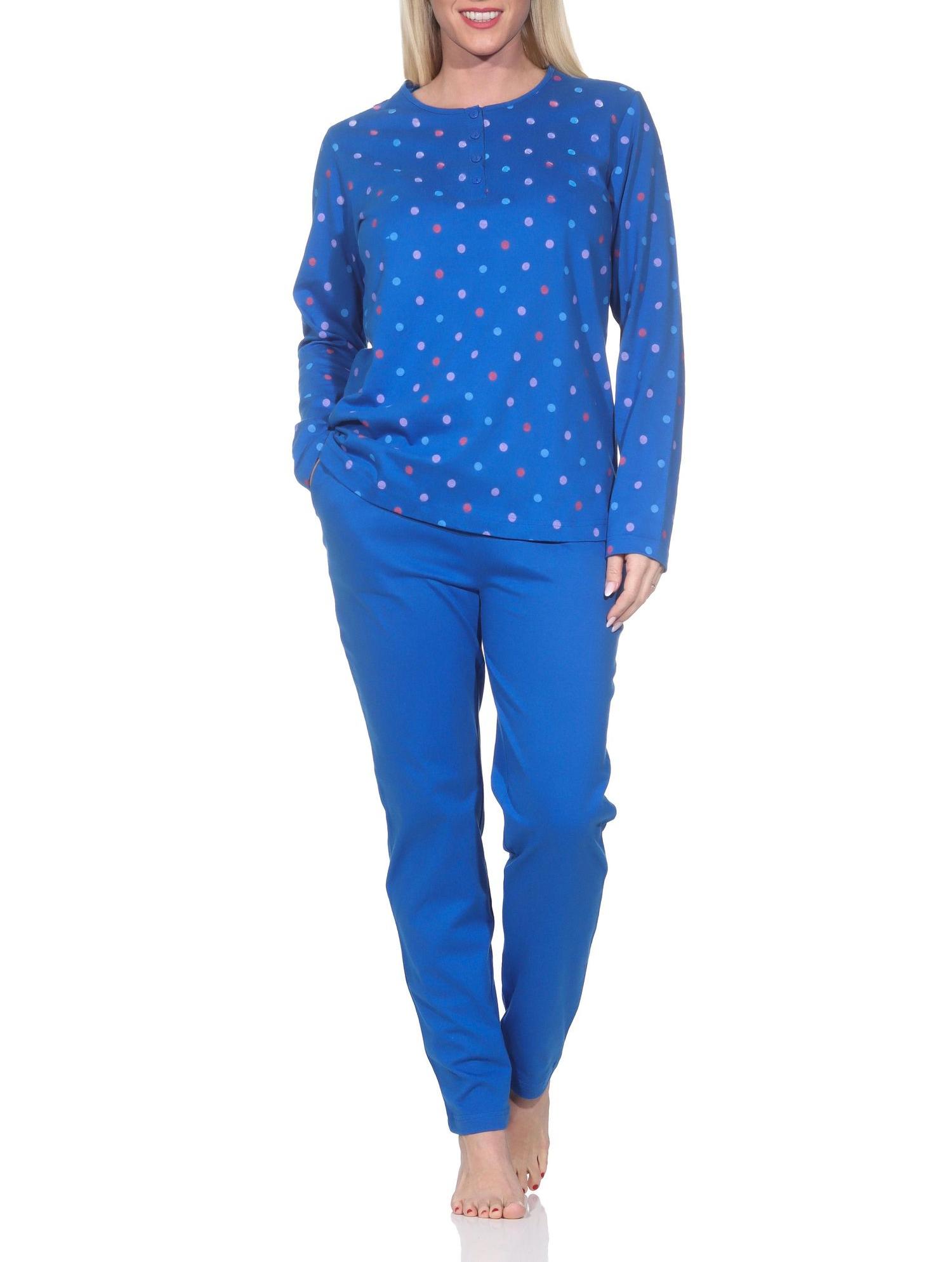 Normann Damen langarm Schlafanzug Pyjama in Tupfen-Punkte Optik - auch in Übergrössen Normann Damen langarm Schlafanzug Pyjama in Tupfen-Punkte Optik - auch in Übergrössen