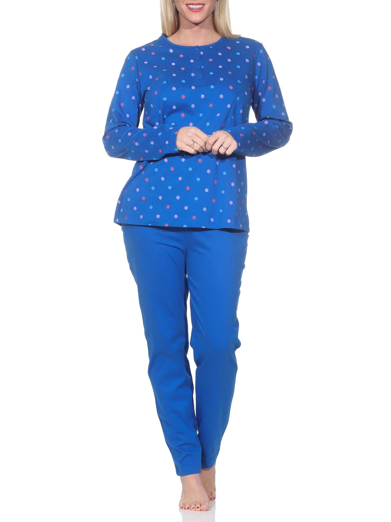 Normann Damen langarm Schlafanzug Pyjama in Tupfen-Punkte Optik - auch in Übergrössen Normann Damen langarm Schlafanzug Pyjama in Tupfen-Punkte Optik - auch in Übergrössen